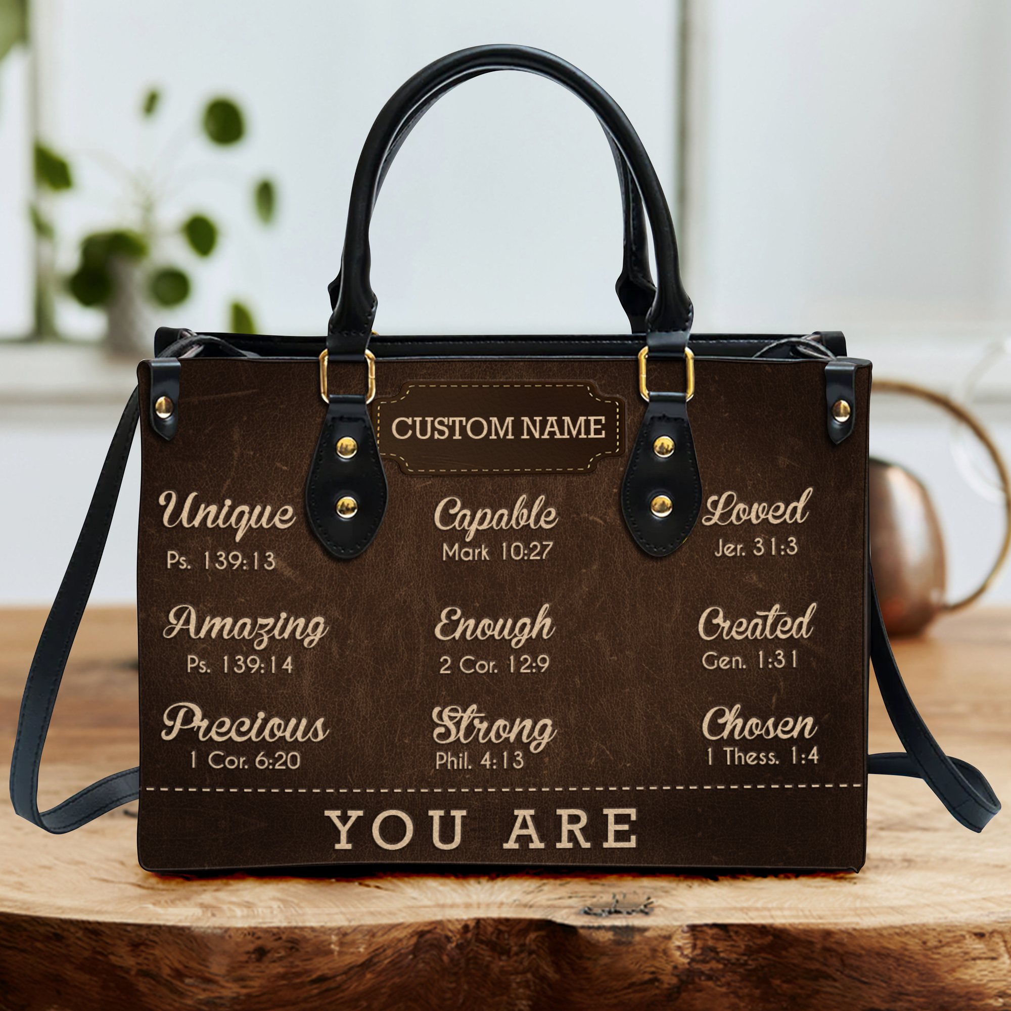 Dark Leather Texture Inspirational You Are Custom Leather Handbag - Personalized Custom Leather Bag