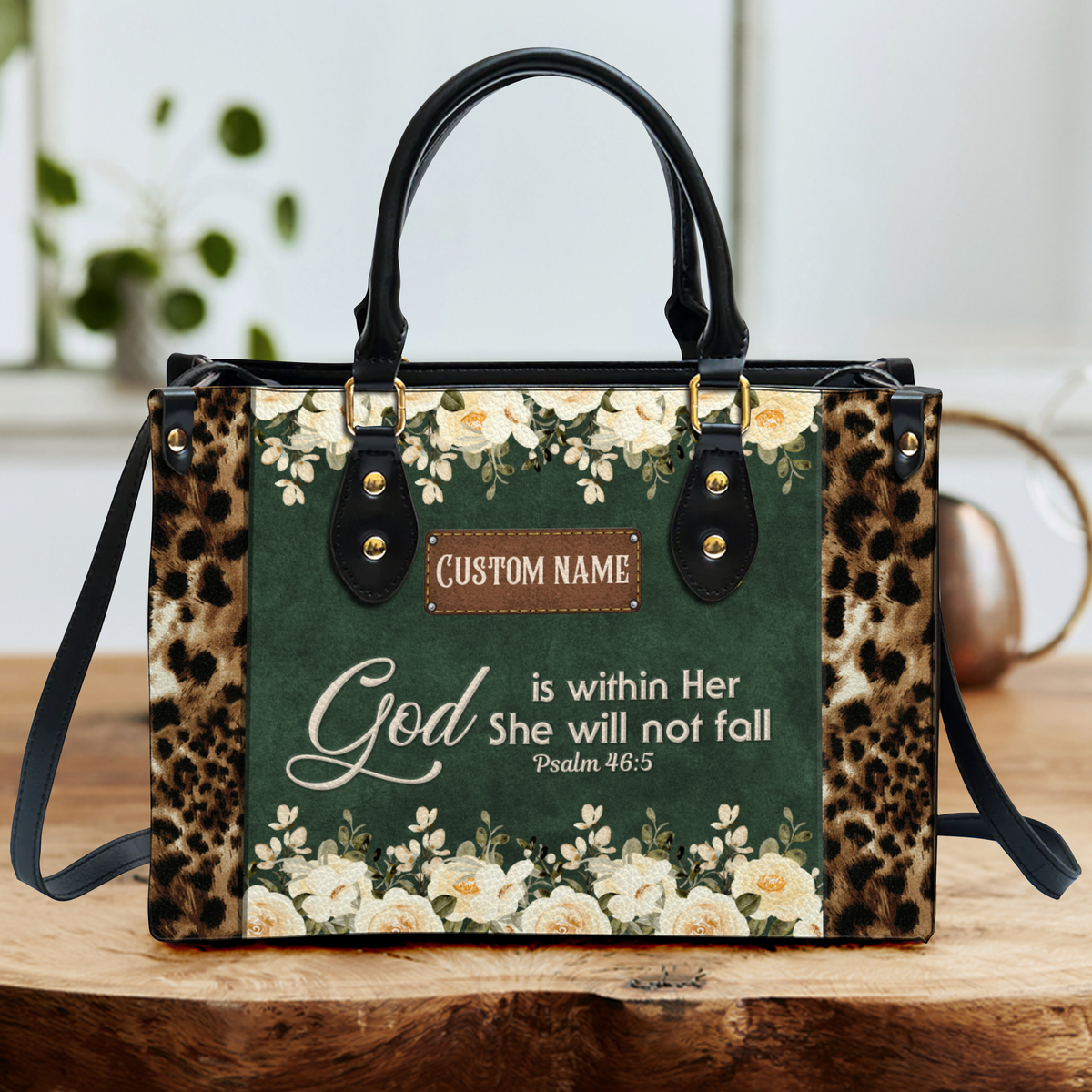 Floral sales leather bag