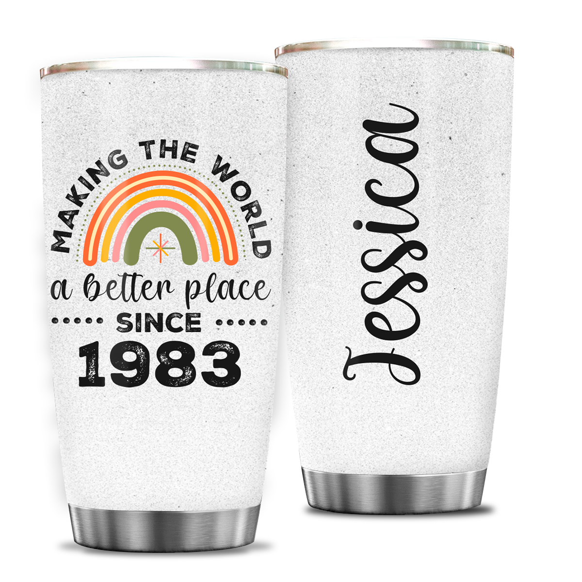 40th Birthday Vintage Rainbow Making The World A Better Place Since 1983 Custom Gifts Men Women Stainless Steel Tumbler - Personalized Stainless Steel Tumbler