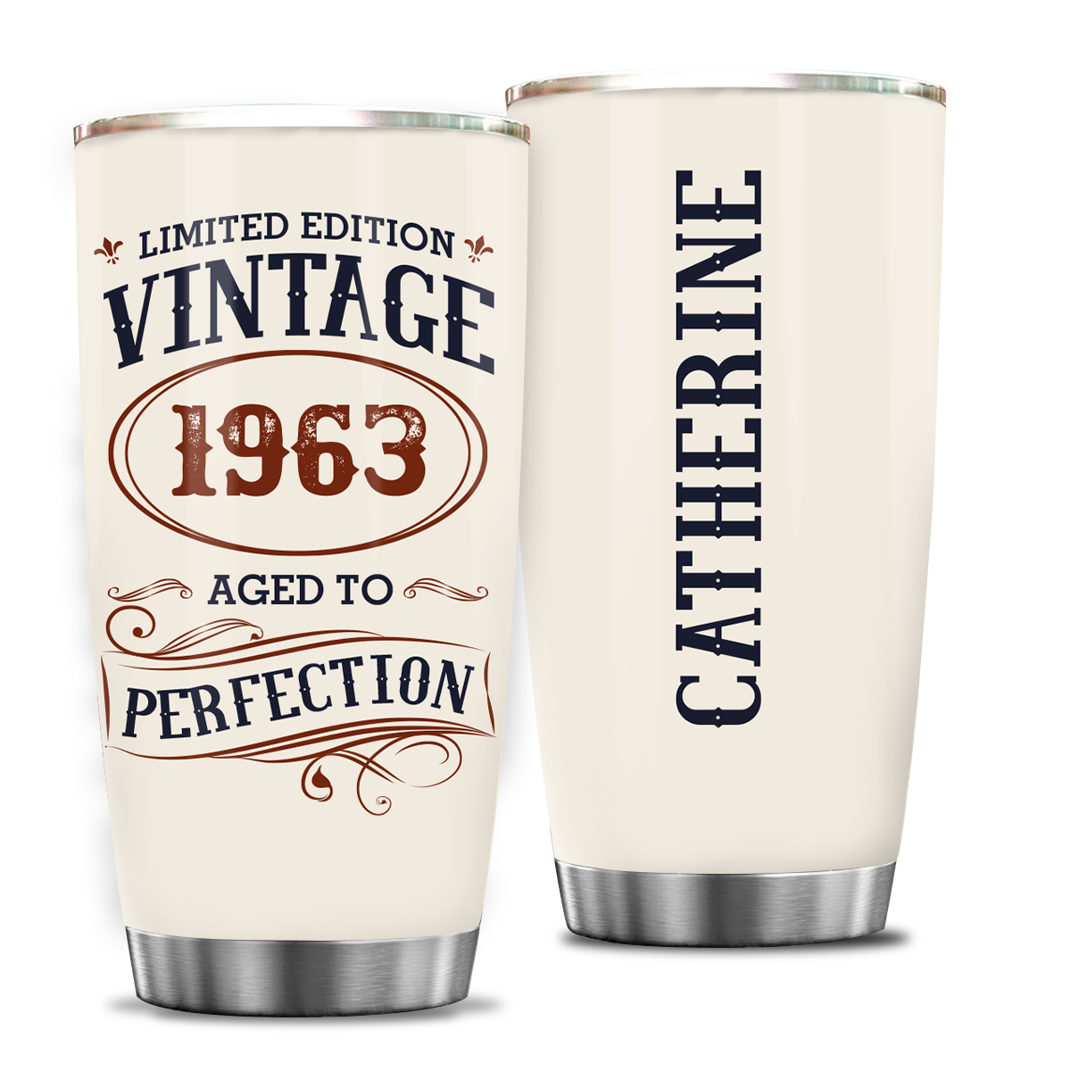 Retro Style 60th Birthday Vintage 1963 Aged To Prefection Limited Editon Custom Gifts Men Women Stainless Steel Tumbler - Personalized Stainless Steel Tumbler