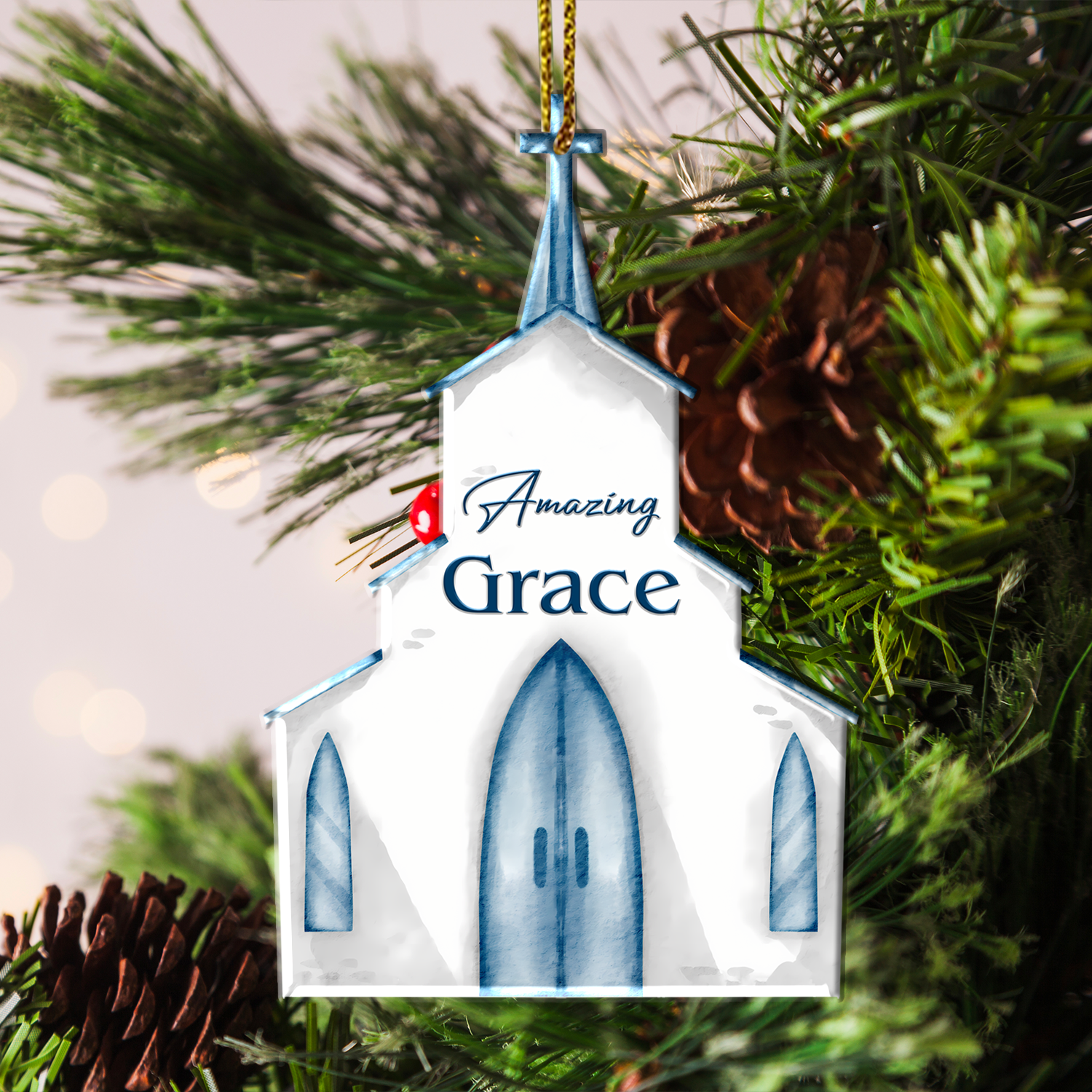 Amazing Grace Church Christian Ornament Gift Christmas Ornament Car Hanging