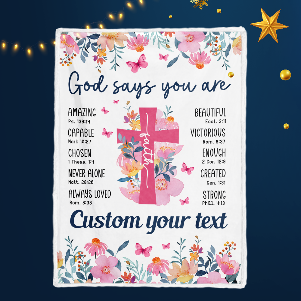 Pink Floral Faith You Are Blanket Custom Gifts for Women or Men - Inspirational Blanket, Thinking of You Gifts for Friend Sister Coworker, Personalized Blanket Gifts for Her Him