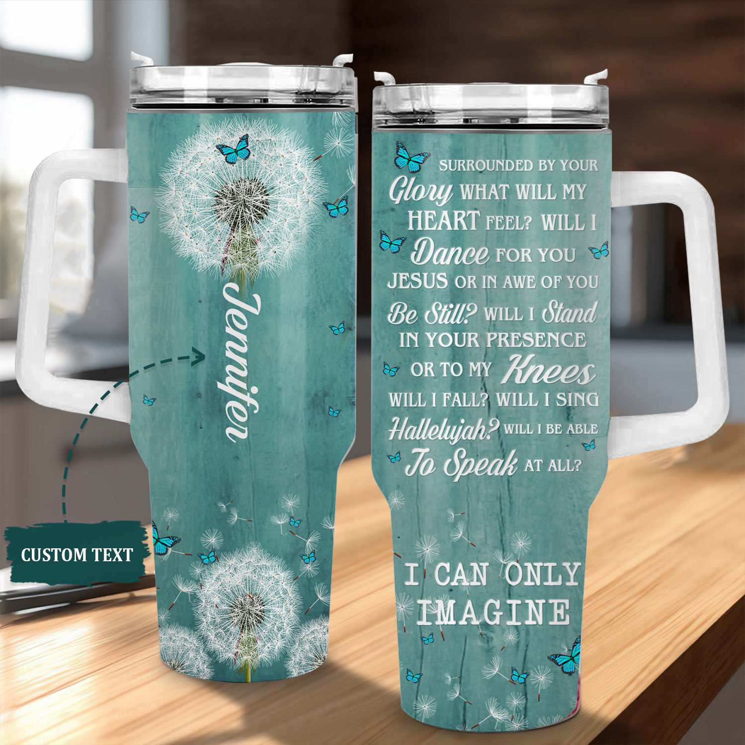 Blue Dandelion Inspirational Surrounded By Your Glory Tumbler 40 Oz Custom Gift - Personalized Stainless Steel Tumbler