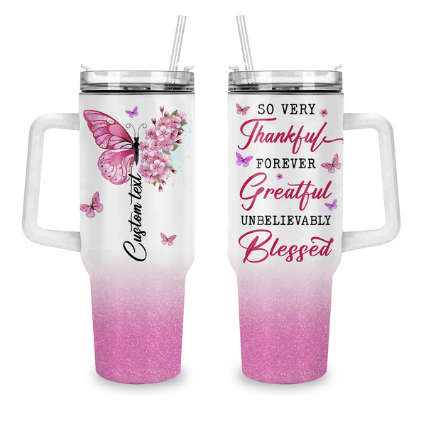 Mary Square Fear Not God with You Pink Animal Print 24 Ounce Acrylic Travel Tumbler with Straw
