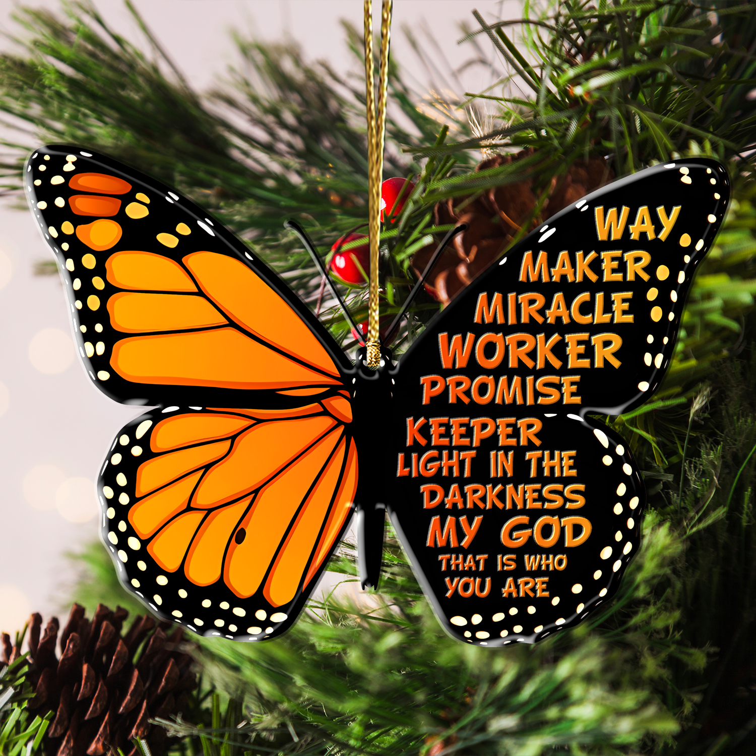 Butterfly Way Maker Christian Ornament Gift Bible Verse Christmas Ornament Car Hanging