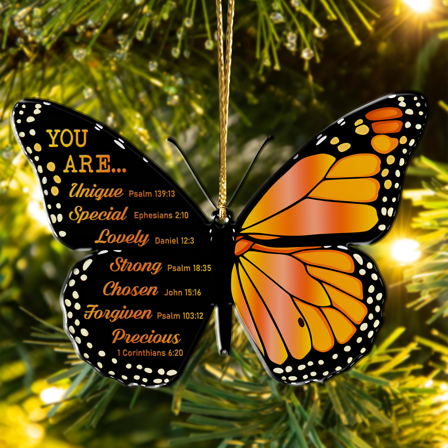 Monarch Butterfly You Are Christian Ornament Gift Bible Verse Christmas Ornament Car Hanging
