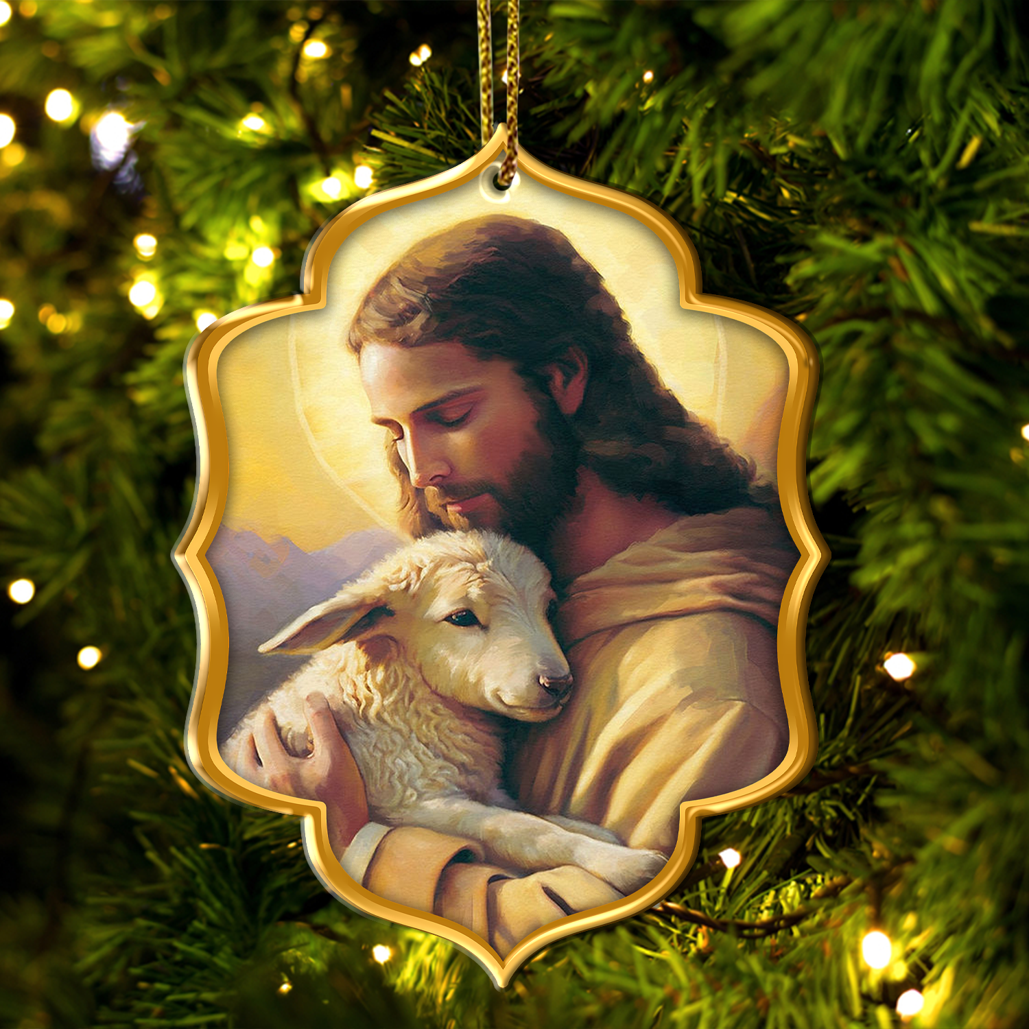The Good Shepherd, Christ and Lamb Christian Ornament Gift Christmas Ornament Car Hanging