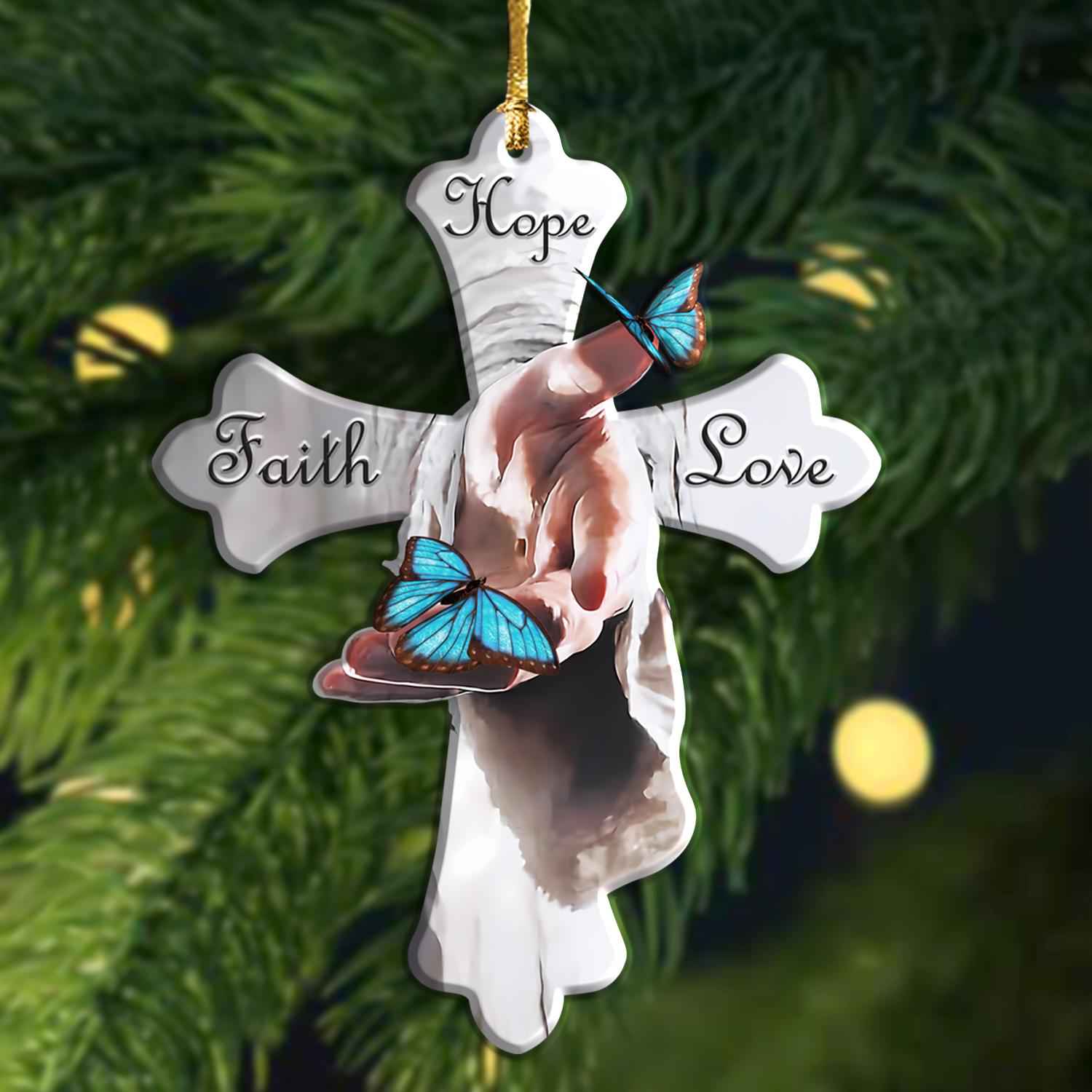 Give Me Your Hand Christian Cross Ornament Gift Christmas Ornament Car Hanging