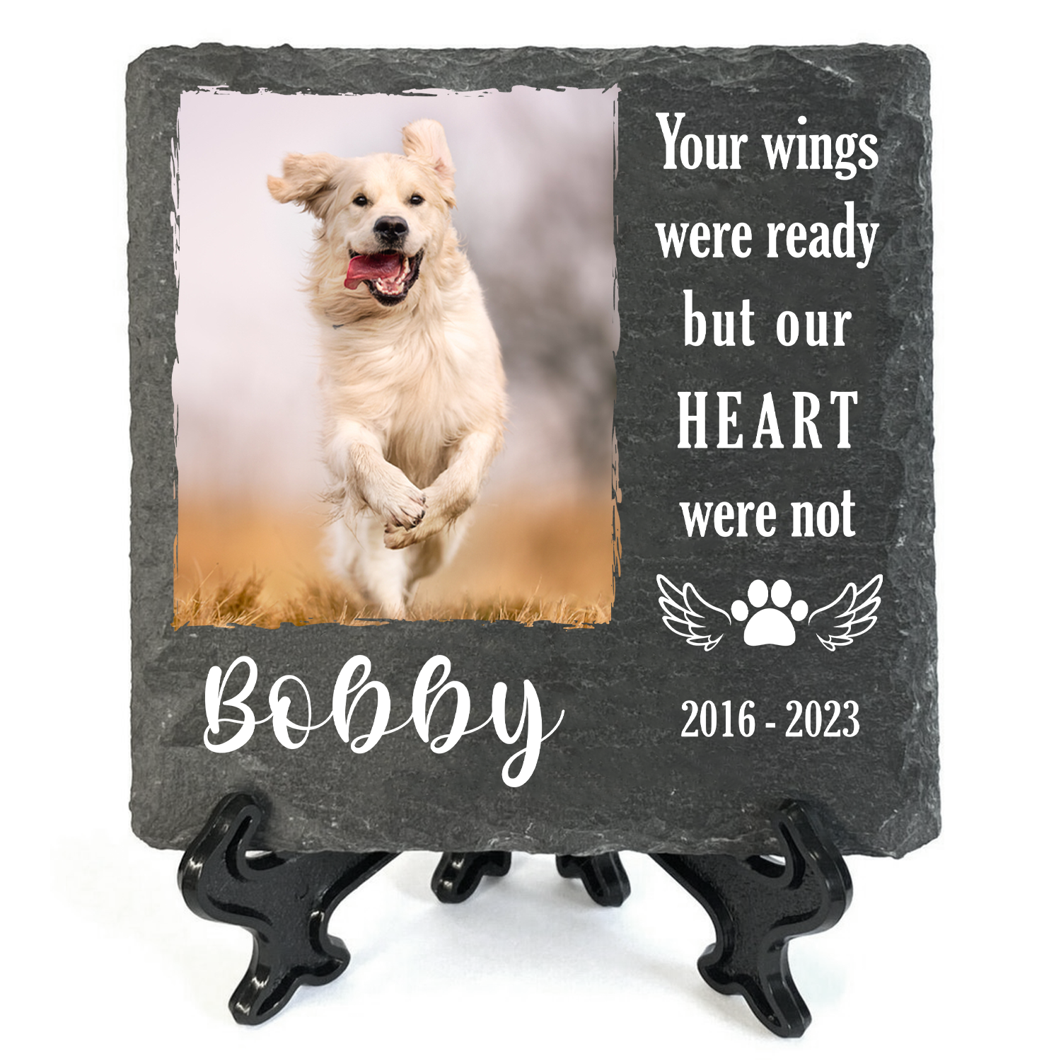 Dog Paw And Pet Photo Your Wings Were Ready Custom Dog Memorial Stone, Pet Memorial Gifts - Personalized Custom Memorial Tombstone