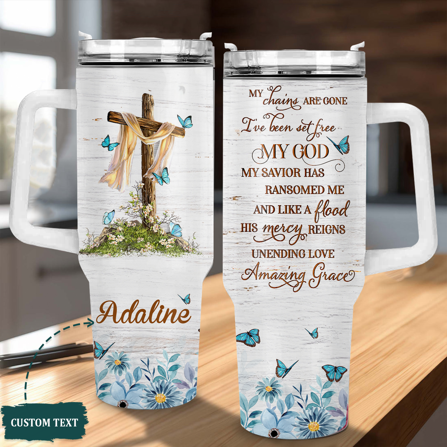 Flower Cross Chains Are Gone Tumbler 40 Oz Custom Gift - Personalized Stainless Steel Tumbler