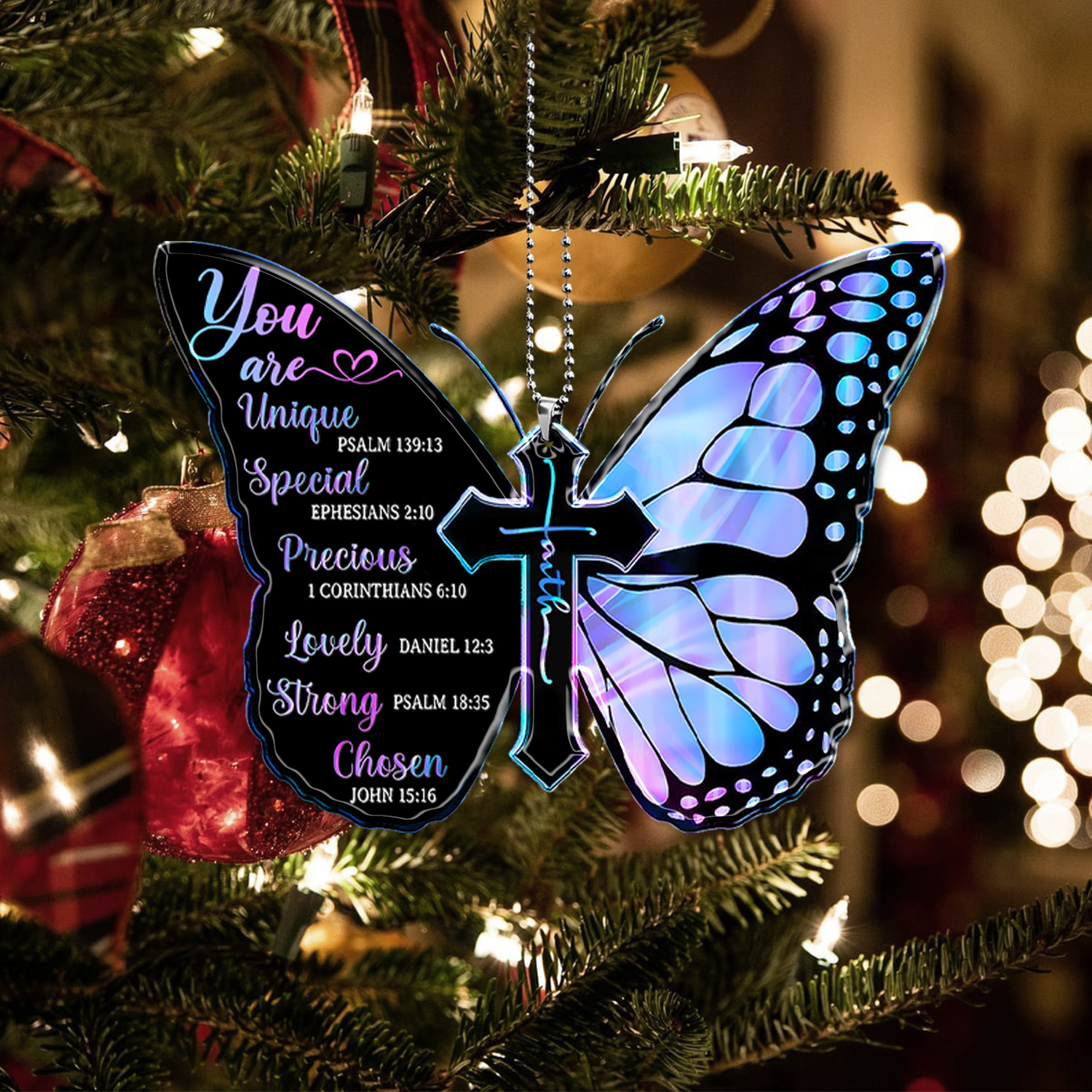 Hologram Black Butterfly You Are 2023 Christmas Ornaments