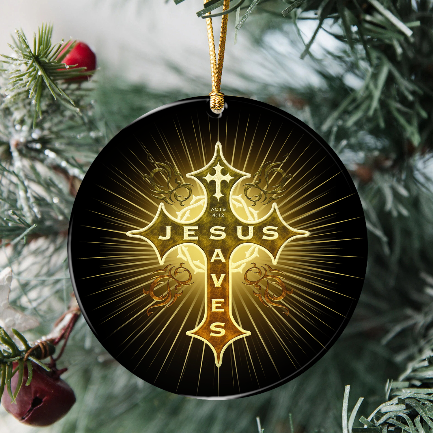 Glory Cross Jesus Saves Christian Ornament Gift Christmas Ornament Car Hanging