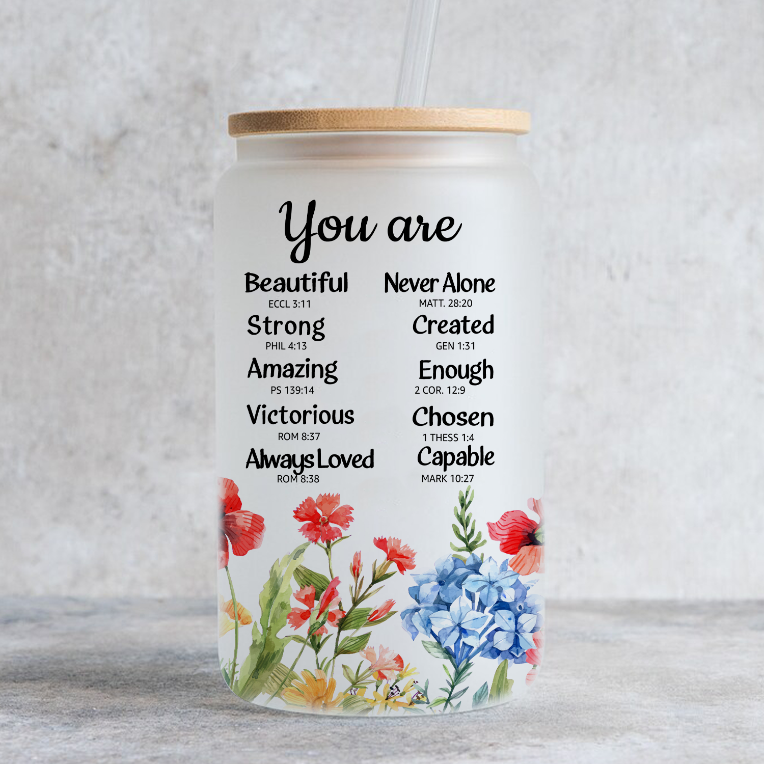 Wild FLowers You Are Can Glass Christian Gifts for Women