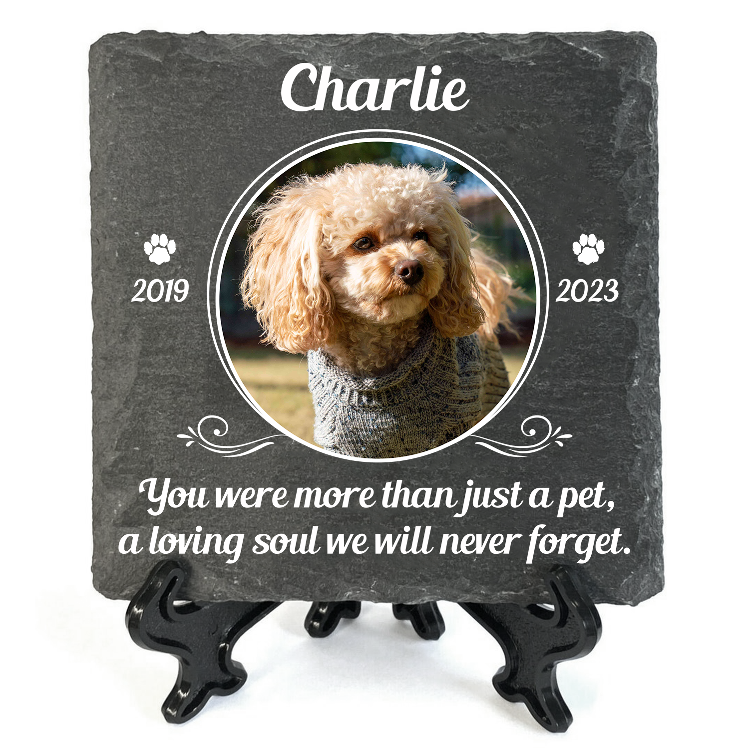 Circle Frame Pet Photo You Were More Than Just A Pet Custom Dog Memorial Stone, Pet Memorial Gifts - Personalized Custom Memorial Tomstone