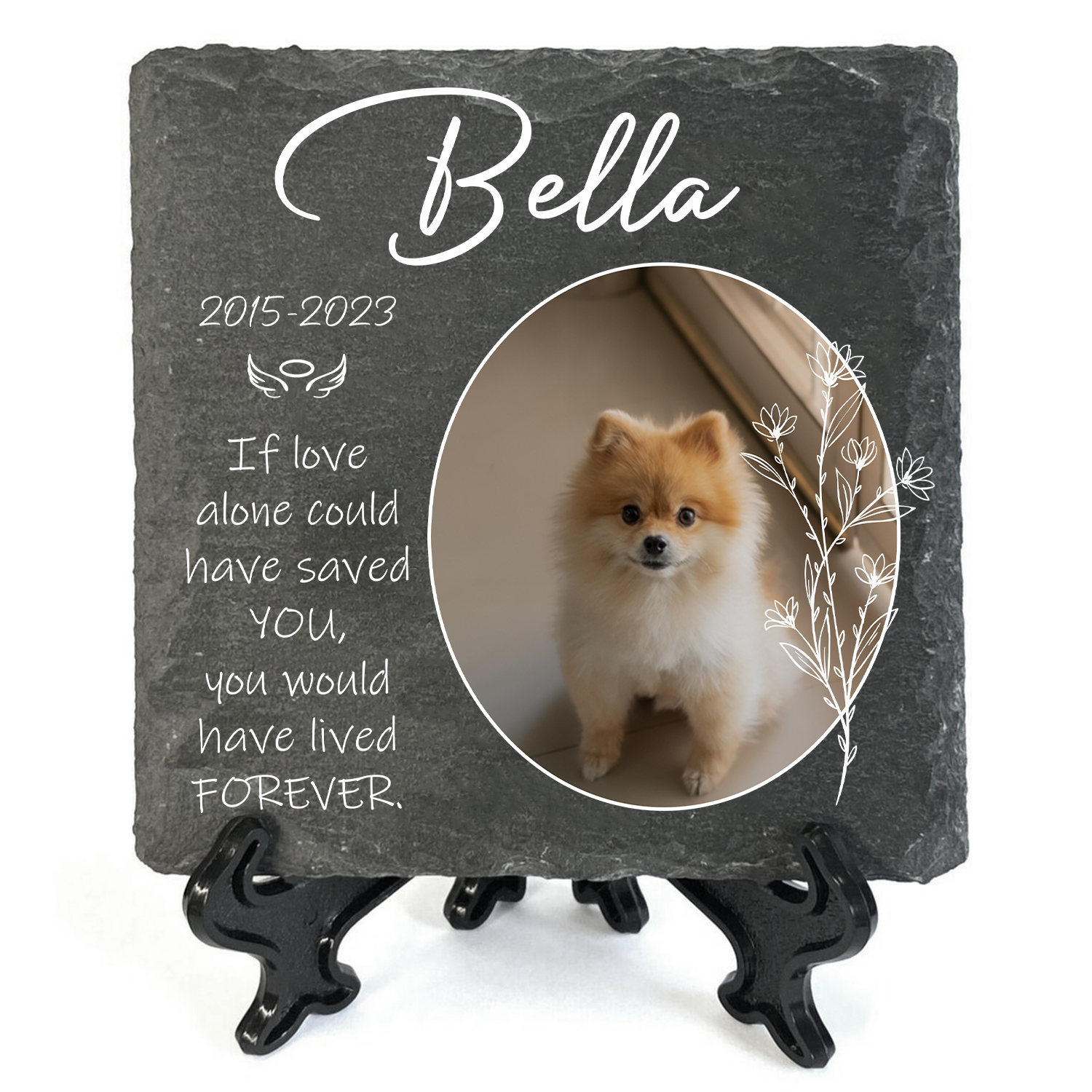 Vintage Wildflower If Love Could Have Saved You Custom Dog Memorial Stone, Pet Memorial Gifts - Personalized Custom Memorial Tomstone