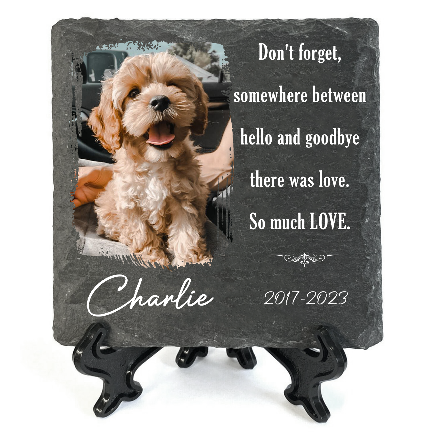 Dog Photo Don't Forget There Was Love Custom Dog Memorial Stone, Pet Memorial Gifts - Personalized Custom Memorial Tomstone