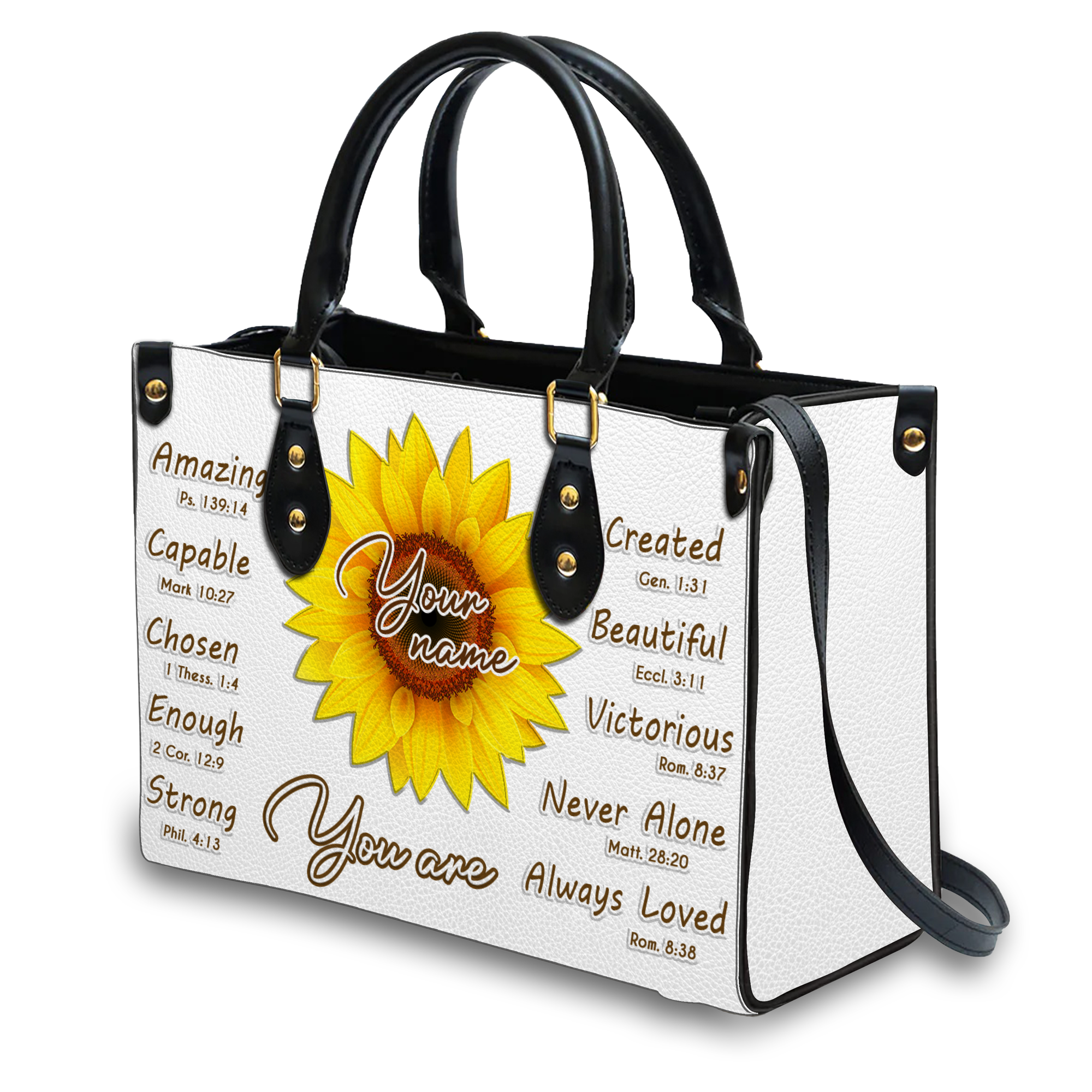Sunflower Identity In Christ You Are - Personalized Custom Leather Bag