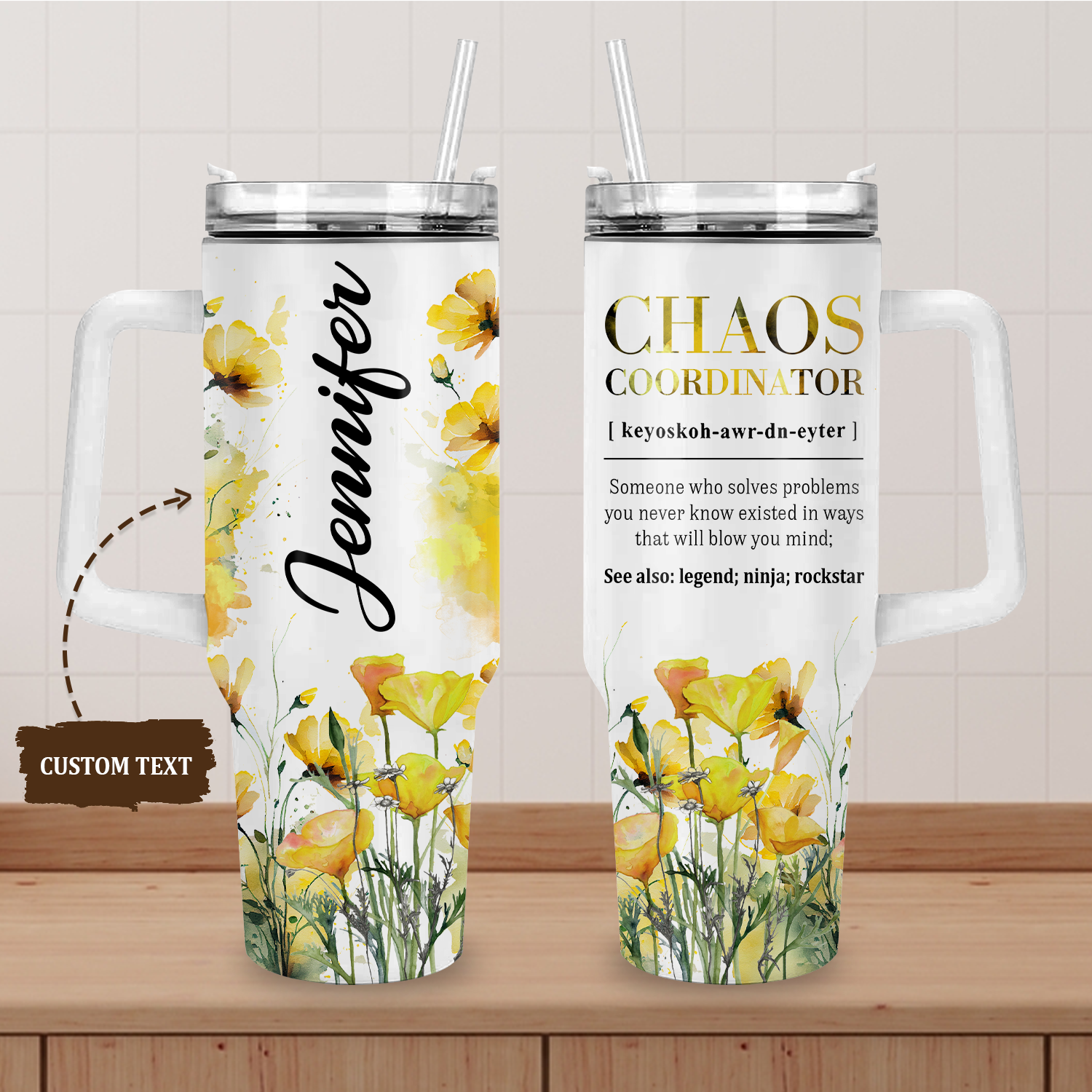 Lily flower Chaos coordinator - 40 Oz Tumbler With Handle - Personalized Stainless Steel Tumbler