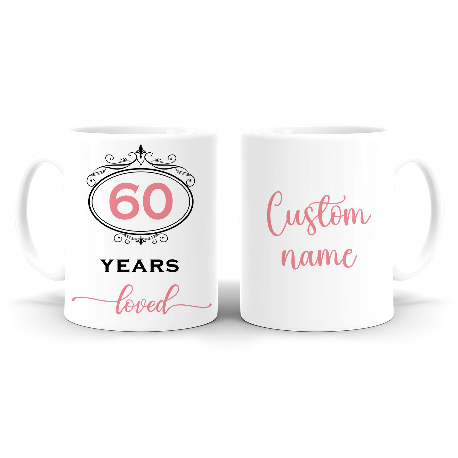 Black Pink Glitter 60th Birthday 60 Years Loved Custom Gifts Mug - Personalized Mug