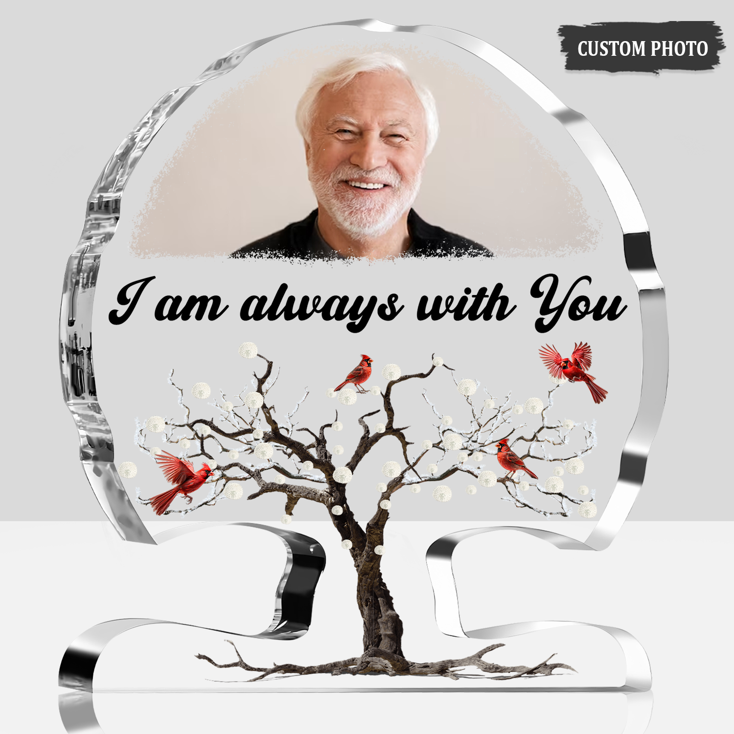 Cardinal I'm Always With You Custom Photo Acrylic Plaque Christian Gifts