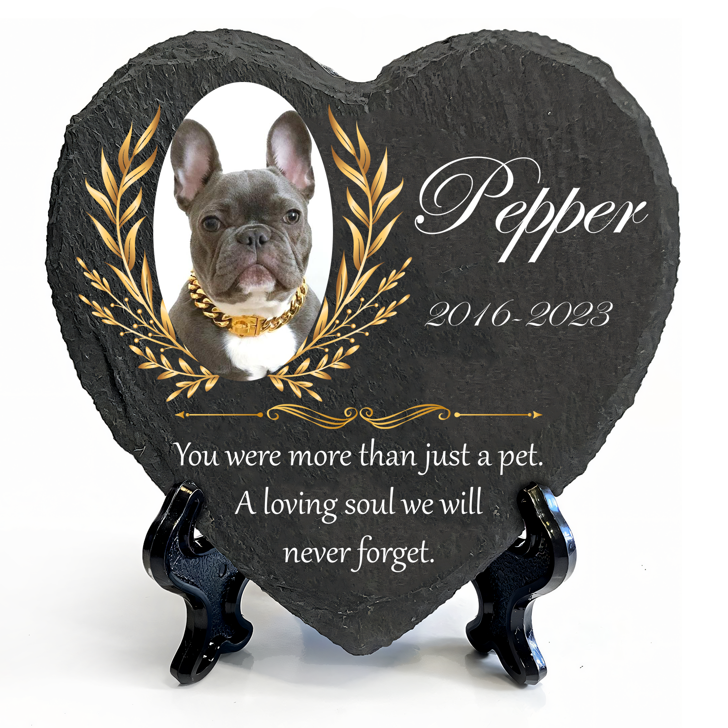 Vintage Golden Frame Pet Photo You Were More Than Just A Pet Custom Dog Memorial Stone, Pet Memorial Gifts - Personalized Custom Memorial Tombstone