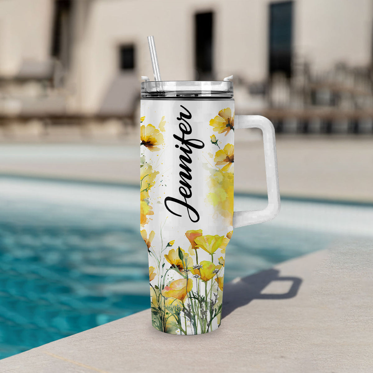 Personalized Mom Tumbler Christmas Gift for Mom Mom Tumbler With Kid Names  Mom Floral Tumbler Gift for Birthday 40oz With Handle 