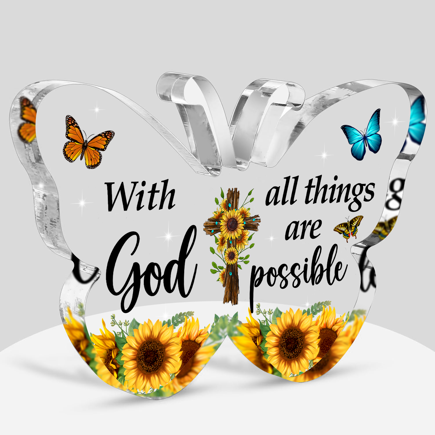 Butterfly All Things Are Possible Acrylic Plaque Christian Gifts Bible Verses Religious Gifts