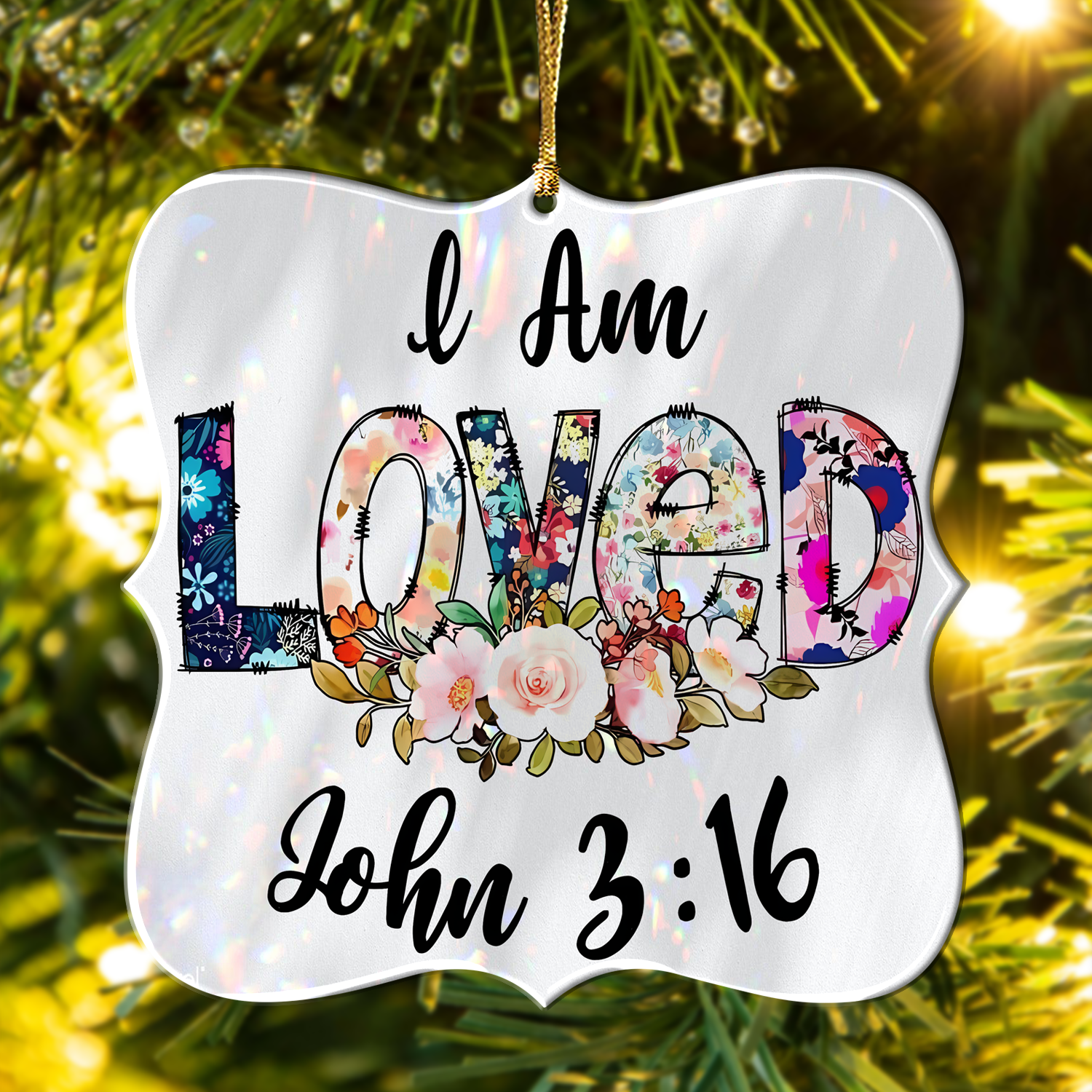 Flowers I Am Loved Christian Gifts For Women, Birthday Gifts For Women, Ornament Gift, Christmas Ornament Car Hanging
