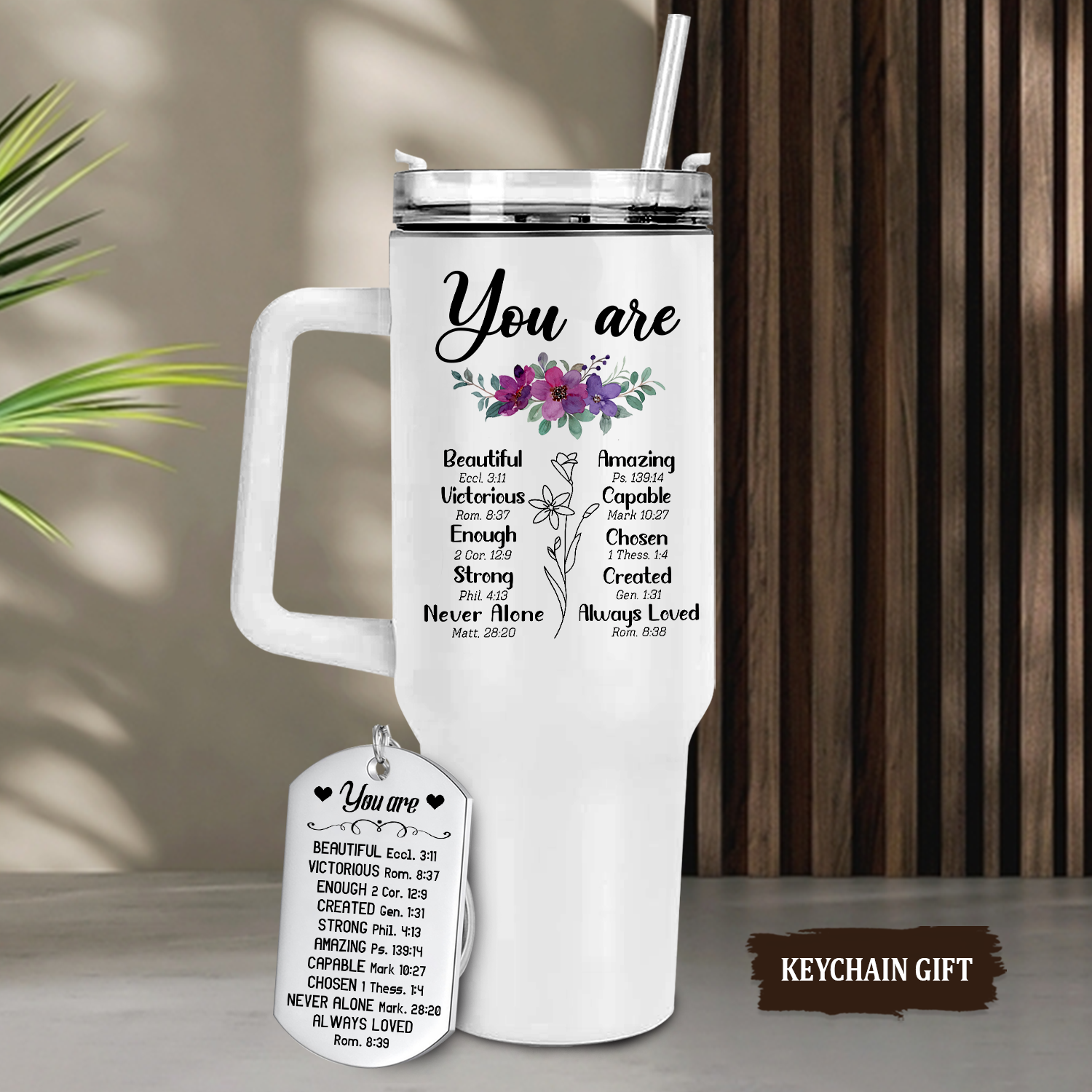 Floral You Are Bible Verse Inspirational Gifts for Women Friends 40Oz Tumbler