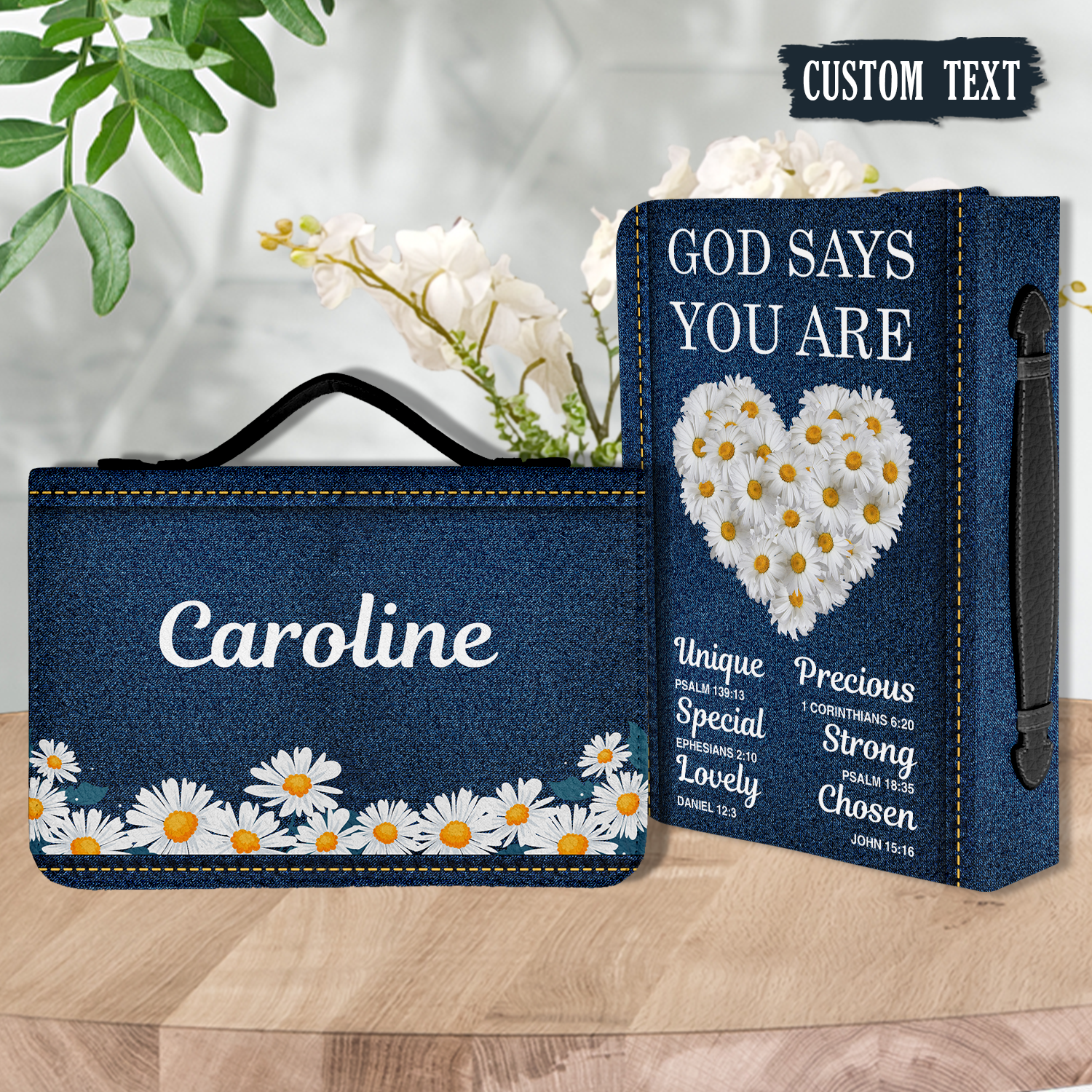 Daisy Heart Jean God Says You Are Christian Personalized Bible Cover