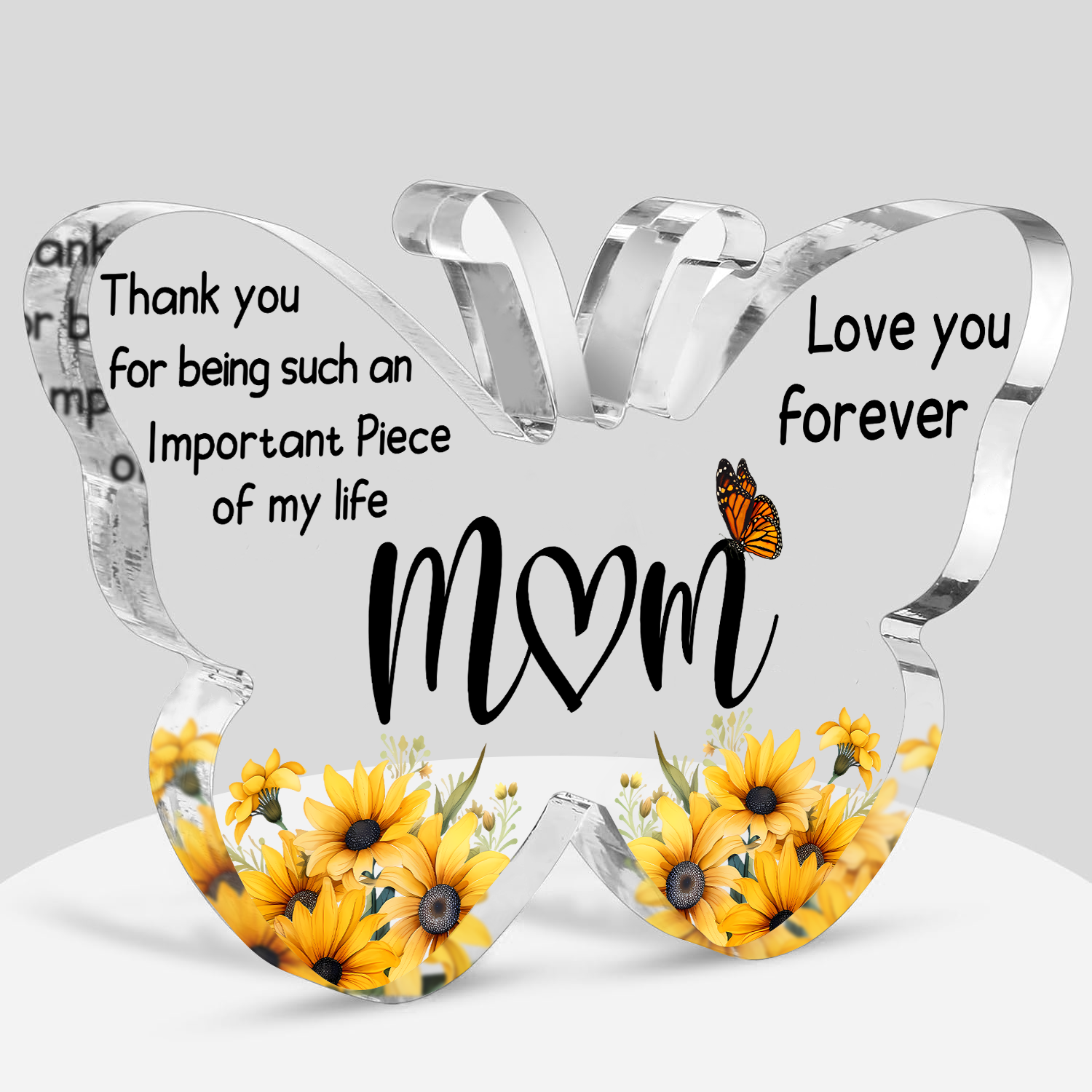 Sunflower Love You Mom Butterfly Acrylic Plaque Birthday Gift For Mom Mother's Day Gift