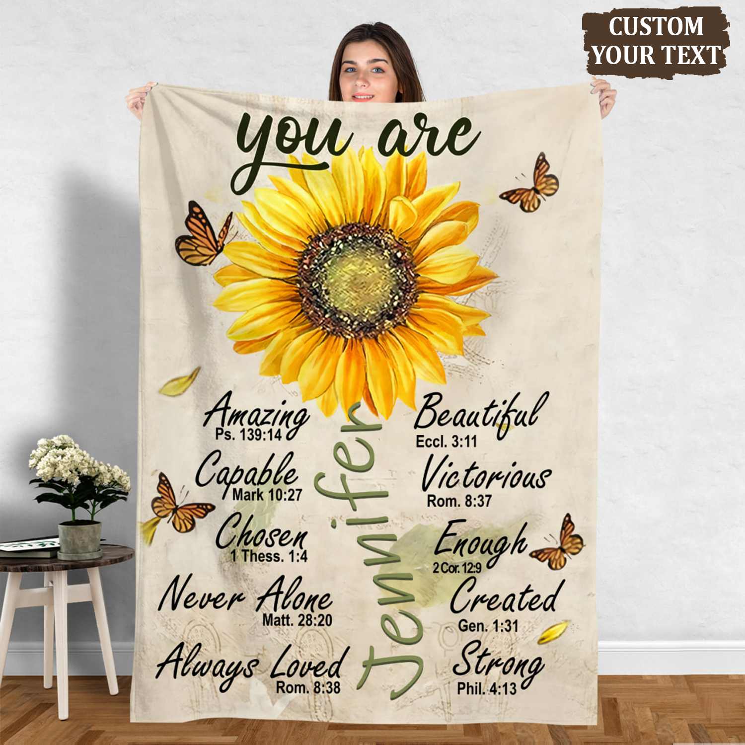 Blanket You Are Custom Name - Religious Throw Fleece Blanket