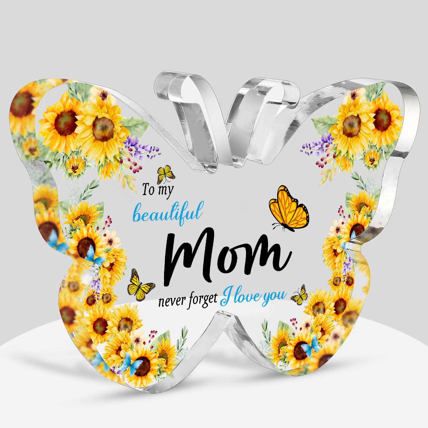 To My Beautiful Mom Sunflower Acrylic Plaque Mother's Day Thanksgiving Birthday Gifts for Mom