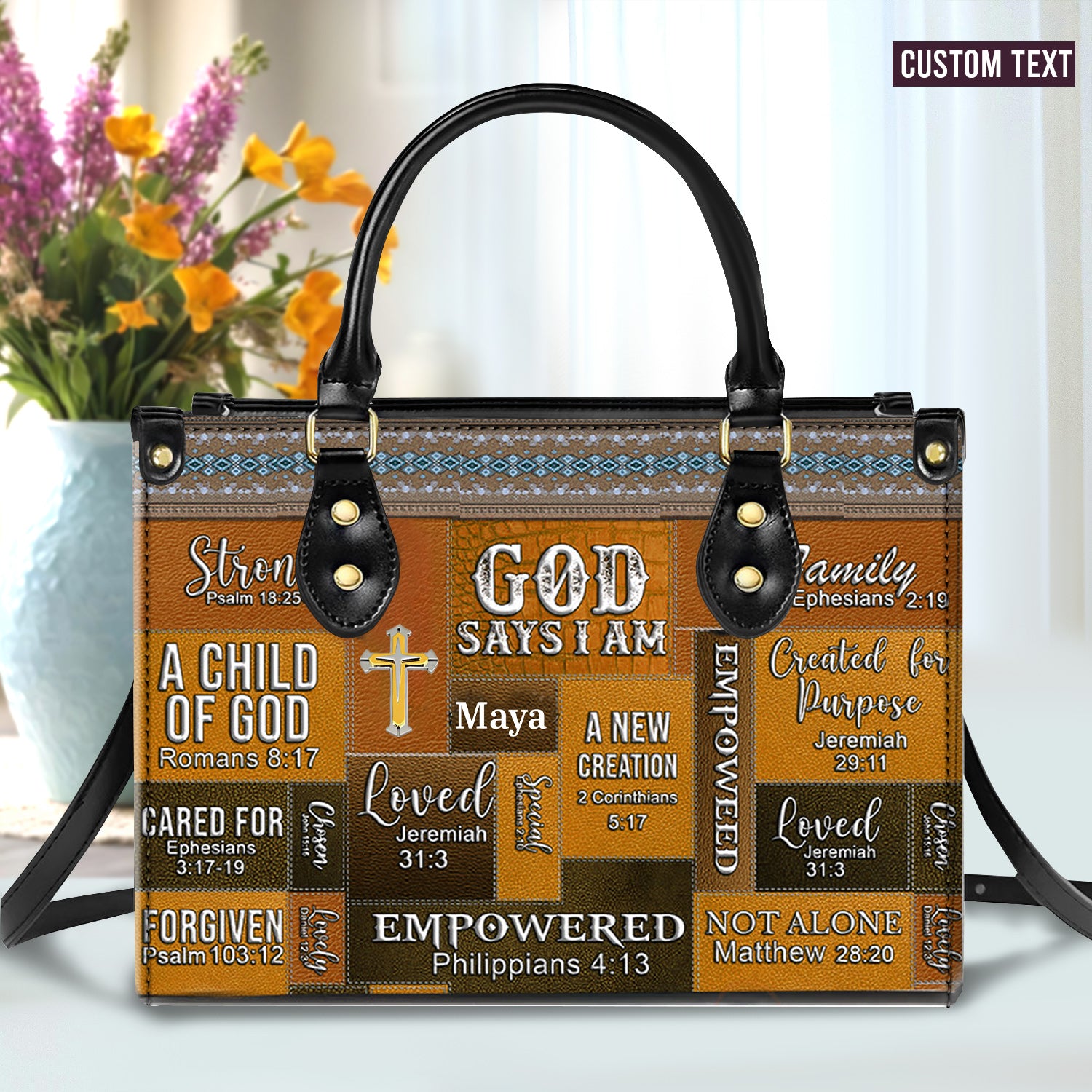 God Says I Am Brown Personalized Leather Handbag Bags, Gifts for Women