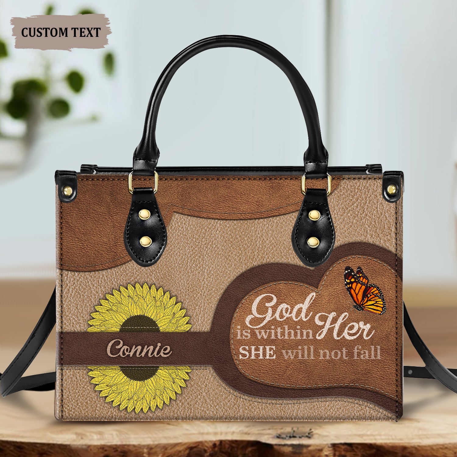 God Is Within Her She Is Not Fall Christian Gift Inspirational Religious Gift Personalized Leather Handbag