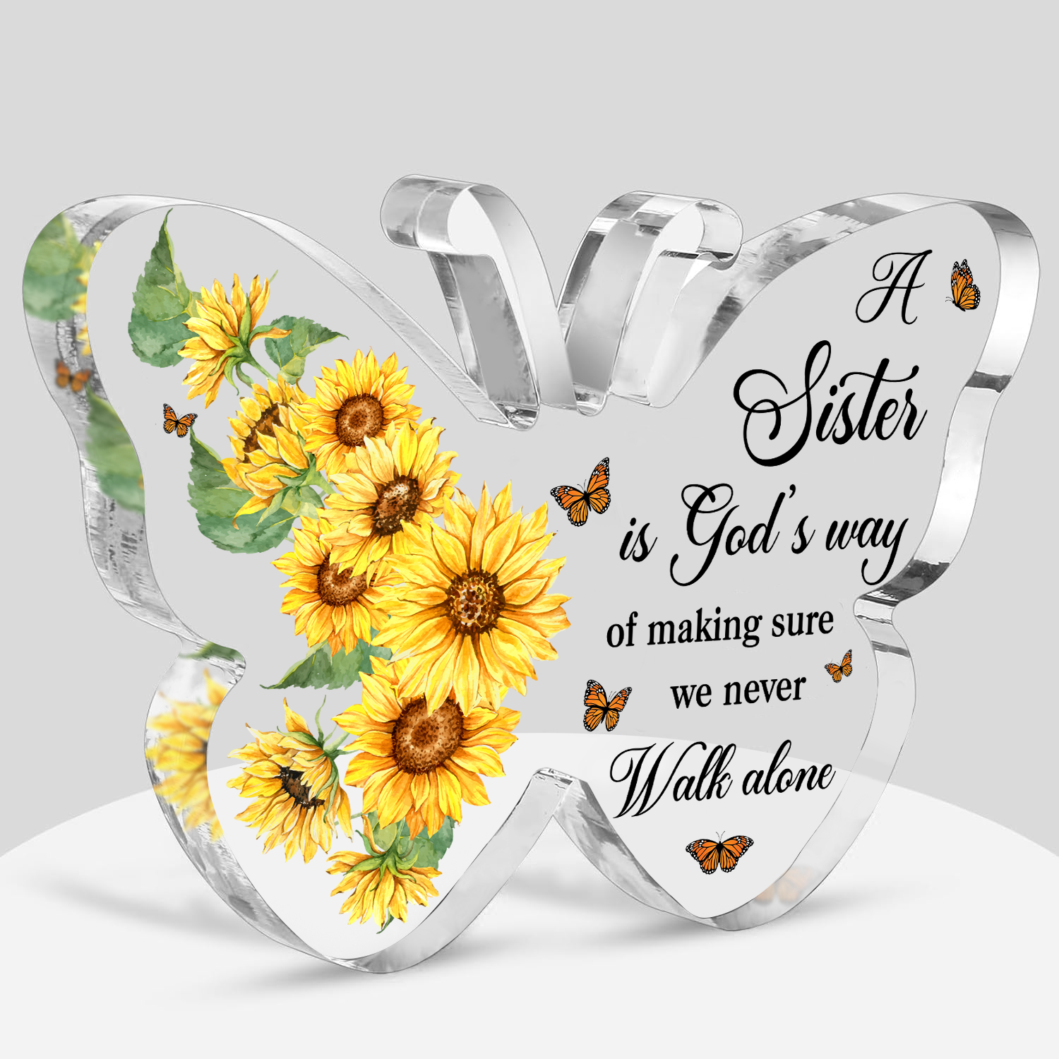 Sunflower Sister Is God's Way Acrylic Plaque  Christian Gifts Birthday Gift For Women Mother's Day Gift