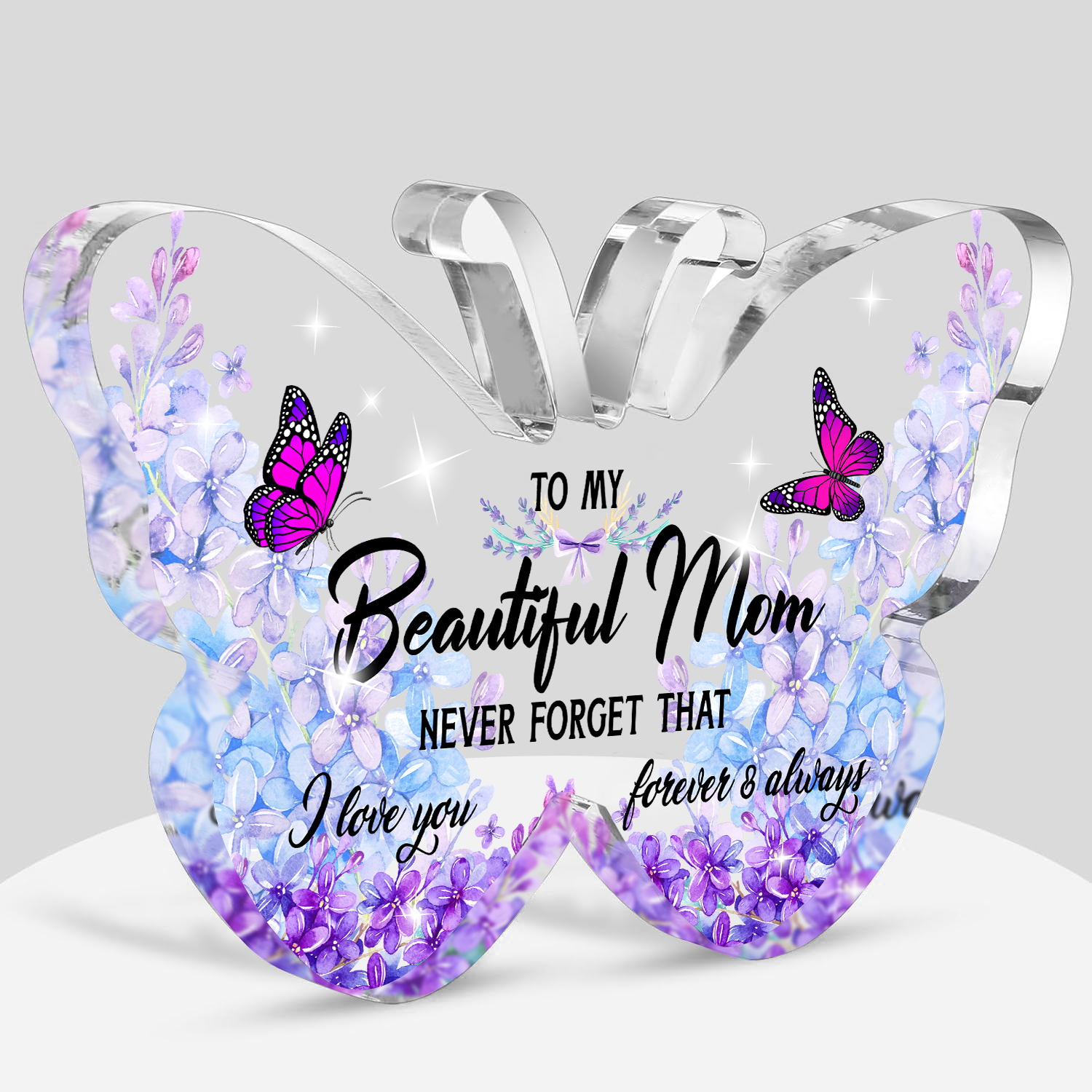 To My Beautiful Mom Butterfly Acrylic Plaque Mother's Day Thanksgiving Birthday Gifts for Mom
