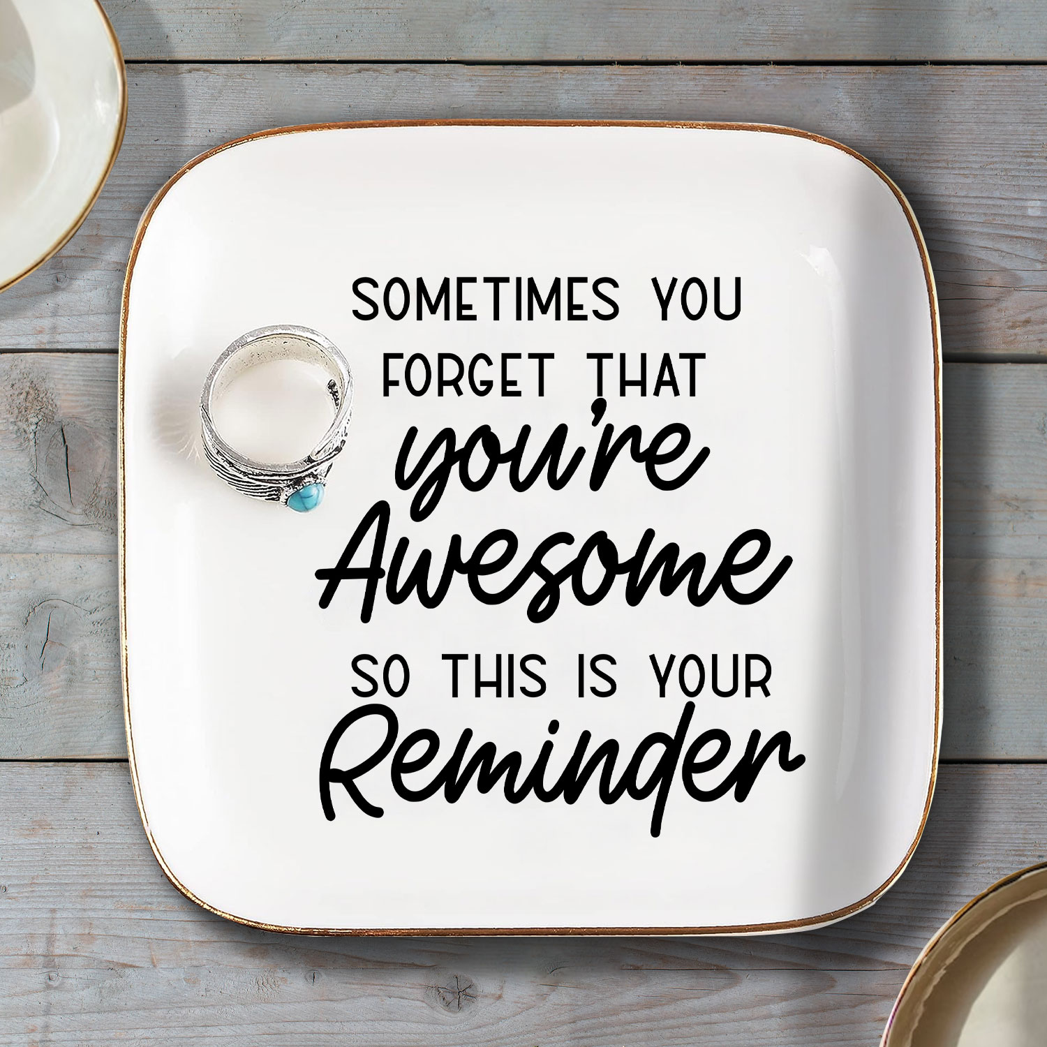 Ceramic Ring Dish You're Awesome Birthday Gifts for Women Unique, Best Friends Gifts For Women Her Mom Sister Coworker Inspirational Gifts for Women