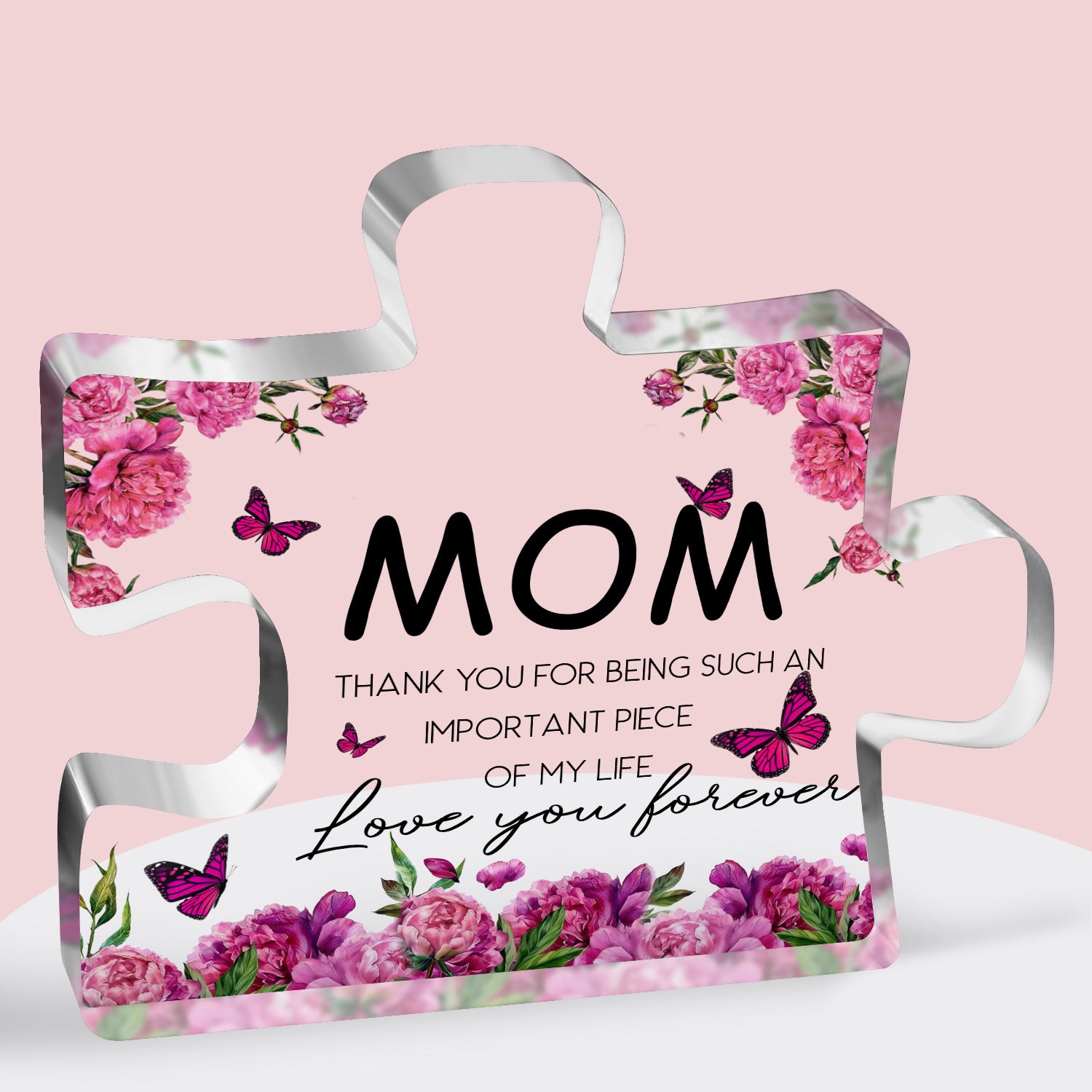 Gifts for Mom Thank You Acrylic Plaque Block Puzzle Mothers Day Thanksgiving Birthday Gifts for Mom