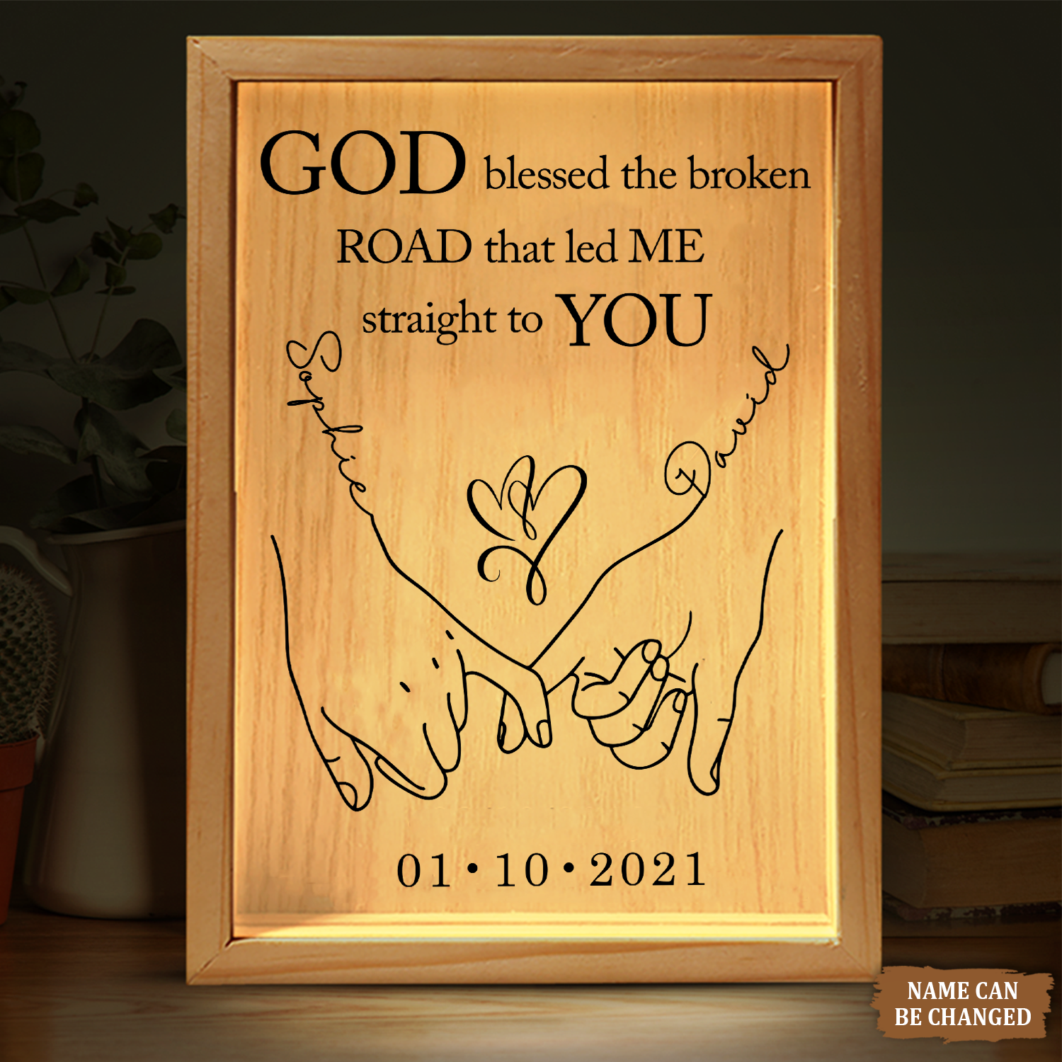 God Blessed Couple Personalized Custom Frame Light Box