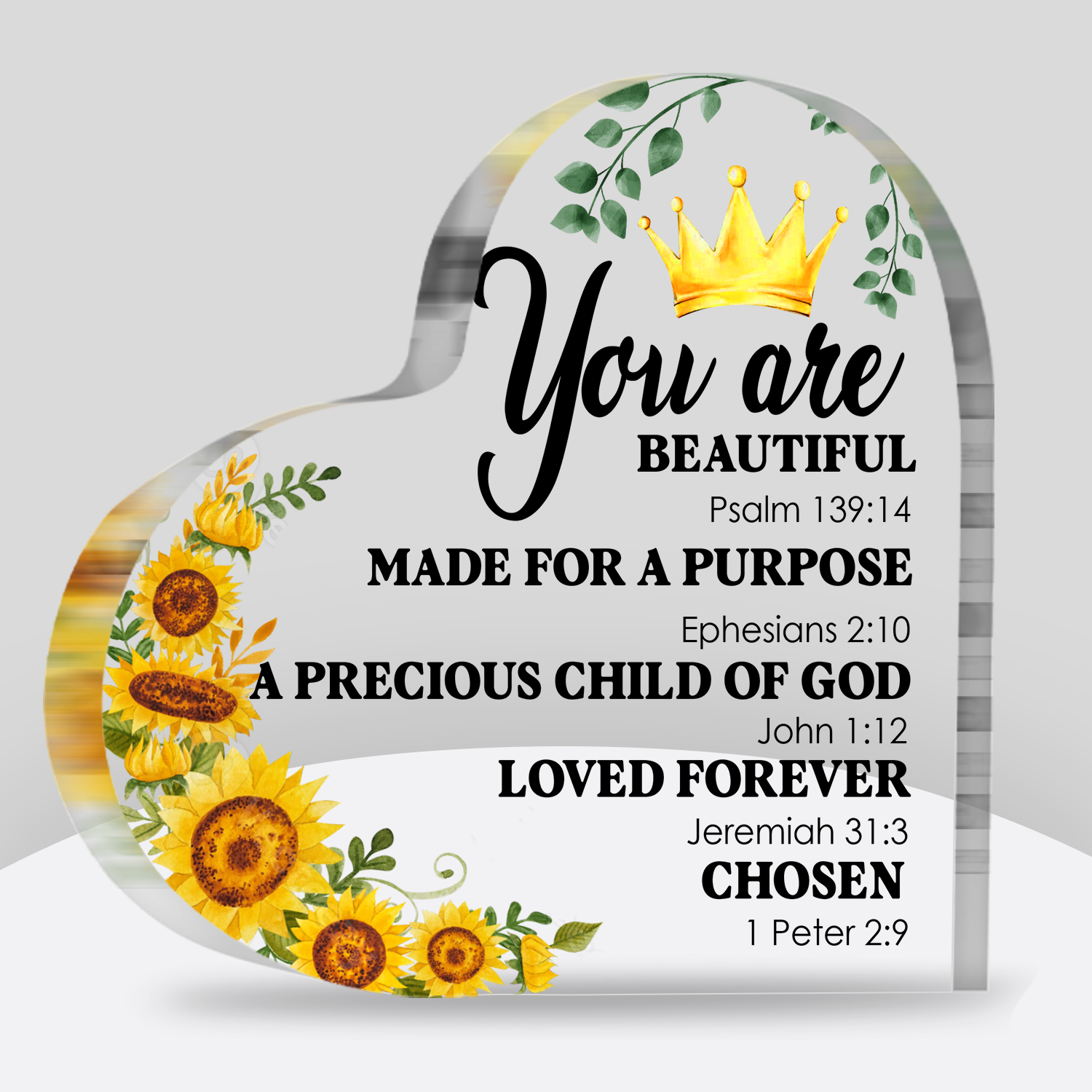 You Are Beautiful Heart Shaped Acrylic Plaque Christian Gifts Religious Gifts Inspirational Gifts with Bible Verse Prayers