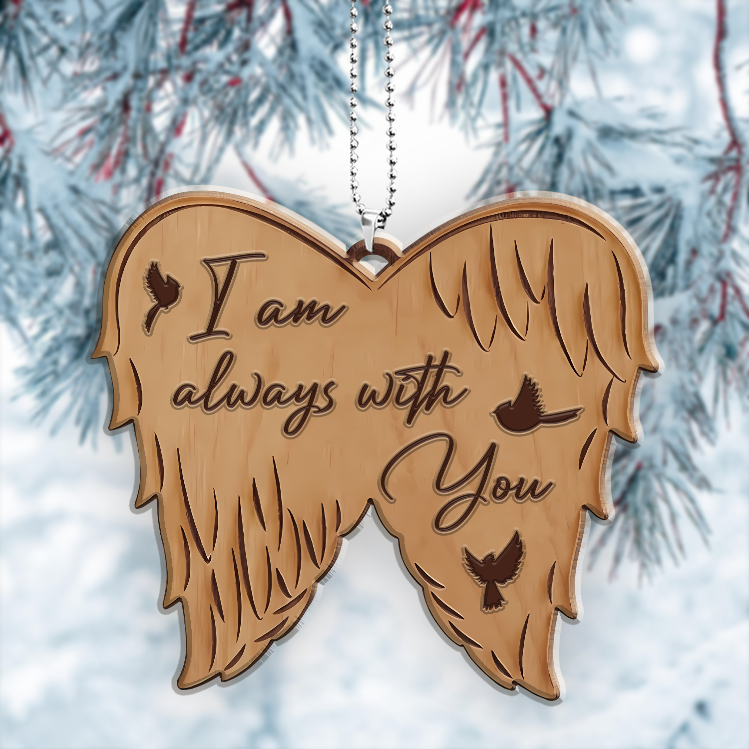 Angel Wings Cardinals I A Always With You Wood Ornament
