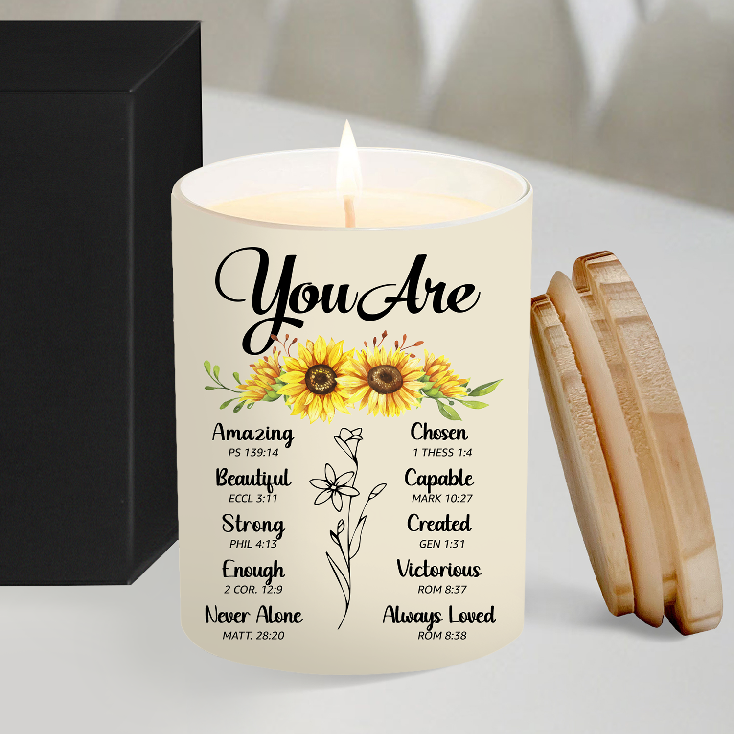 Sunflower You Are Bible Verse Scented Candle Gifts