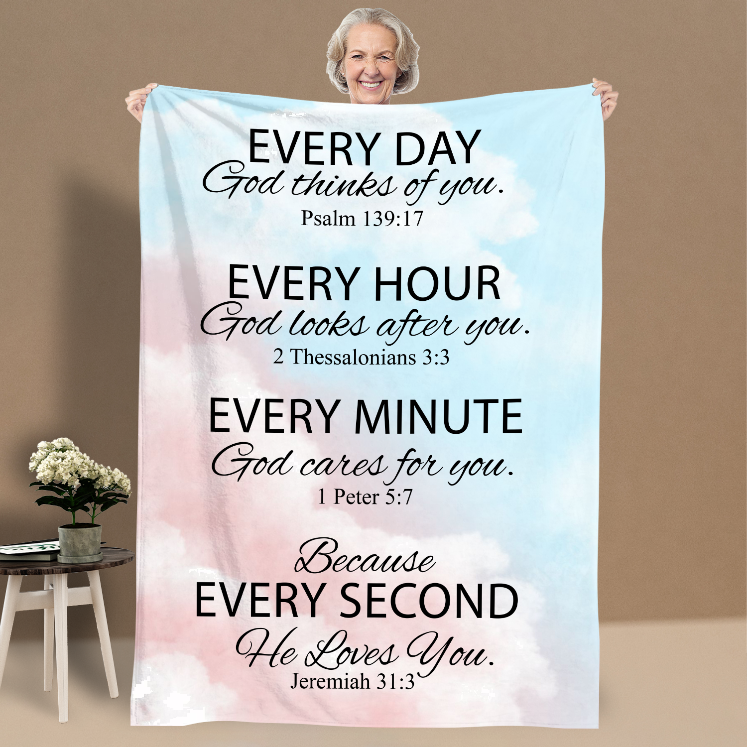 Bible Verse Blanket with Inspirational Thoughts and Prayers- Religious Throw Fleece Blanket