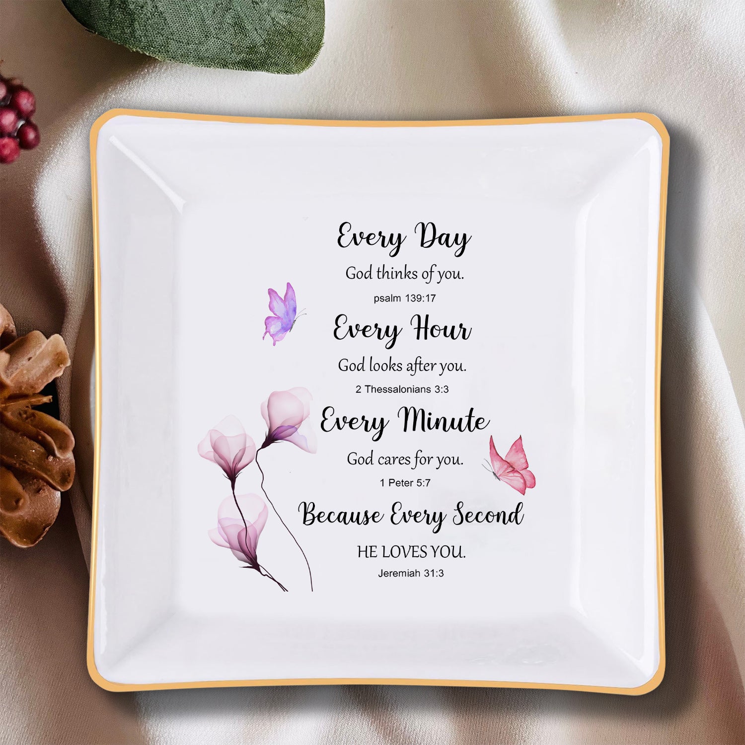 Every Day Every Hour Every Minute Christian Gift Inspirational Religious Gift Ceramic Ring Dish