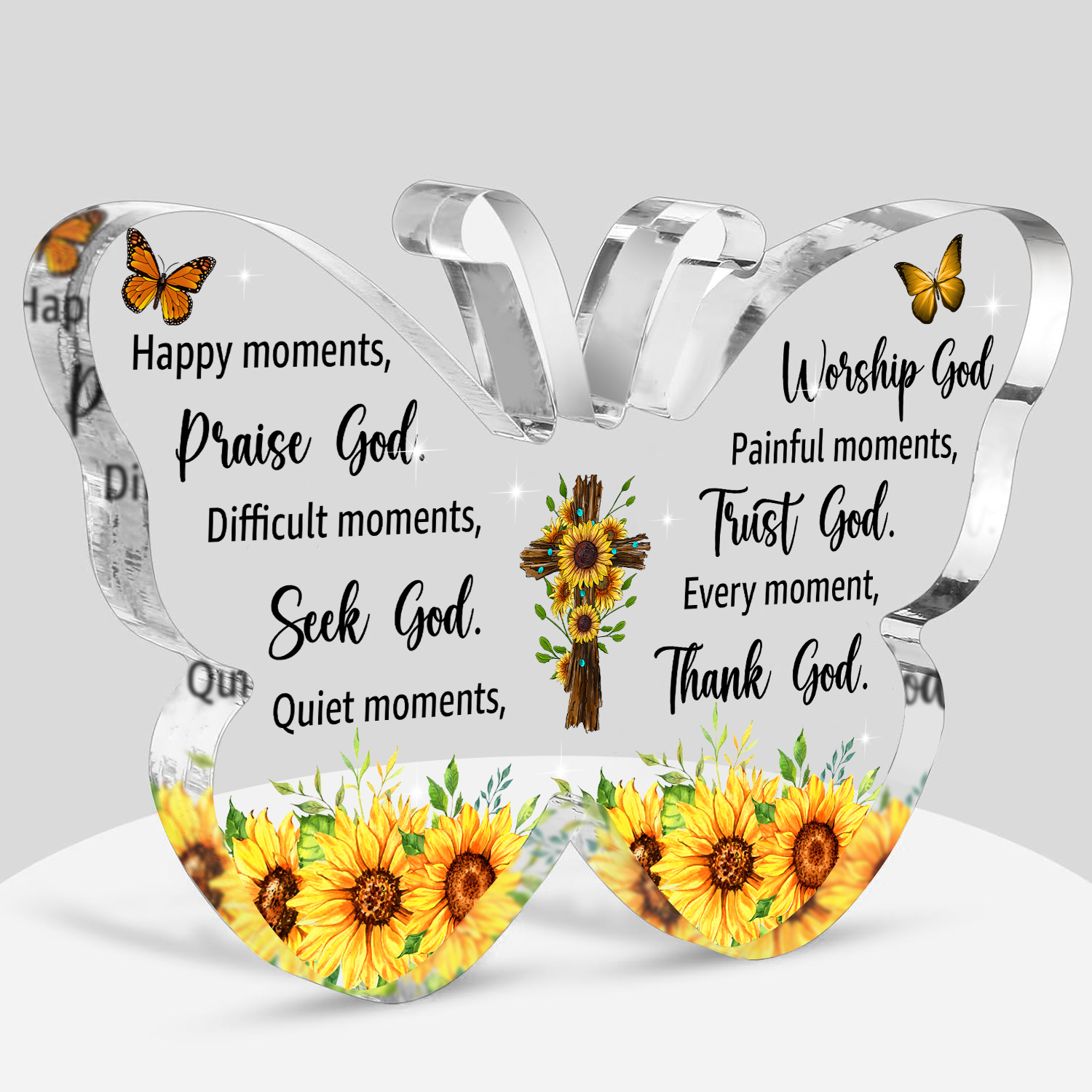 Thank God Butterfly Acrylic Plaque Christian Gifts