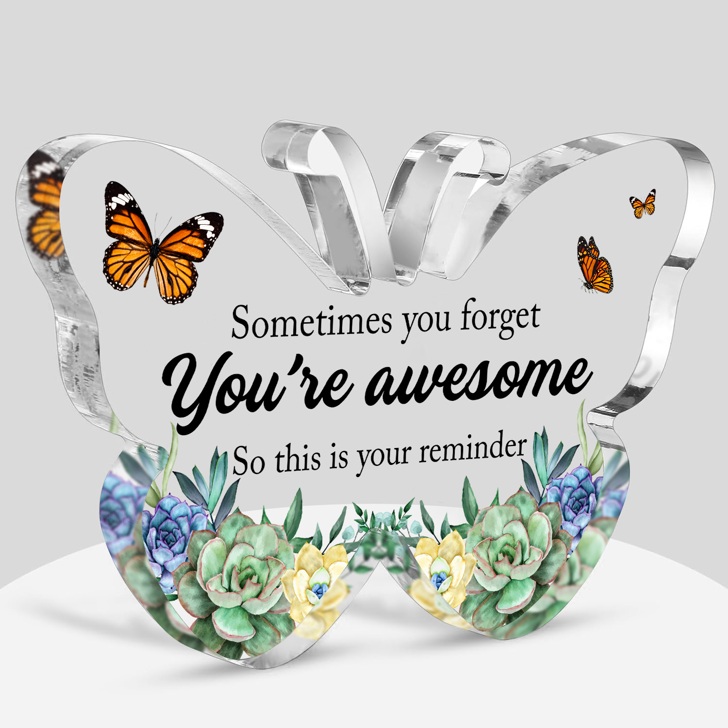 Succulents You're Awesome Butterfly Acrylic Plaque Christian Gifts Birthday Gifts For Women