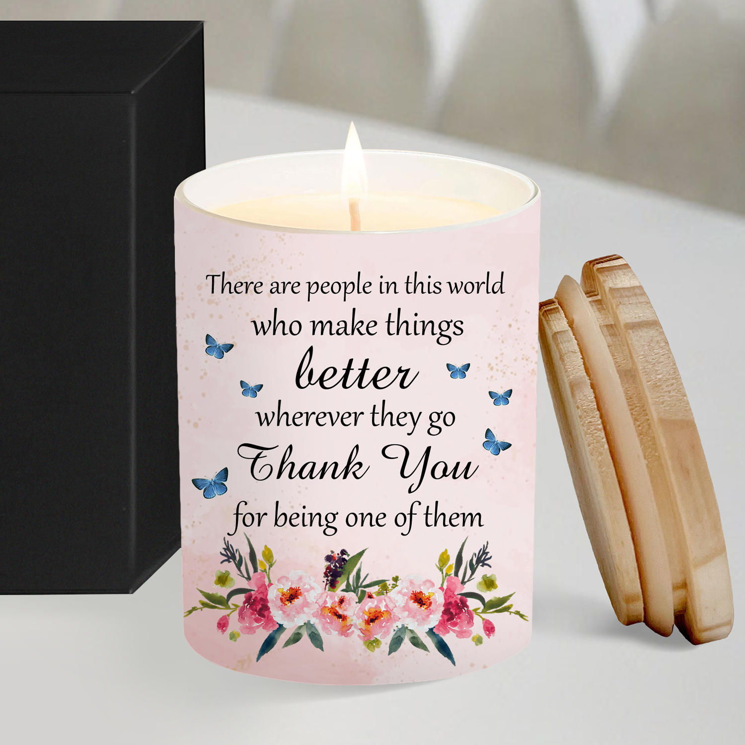 Pink Floral Thank You Scented Candle Gifts