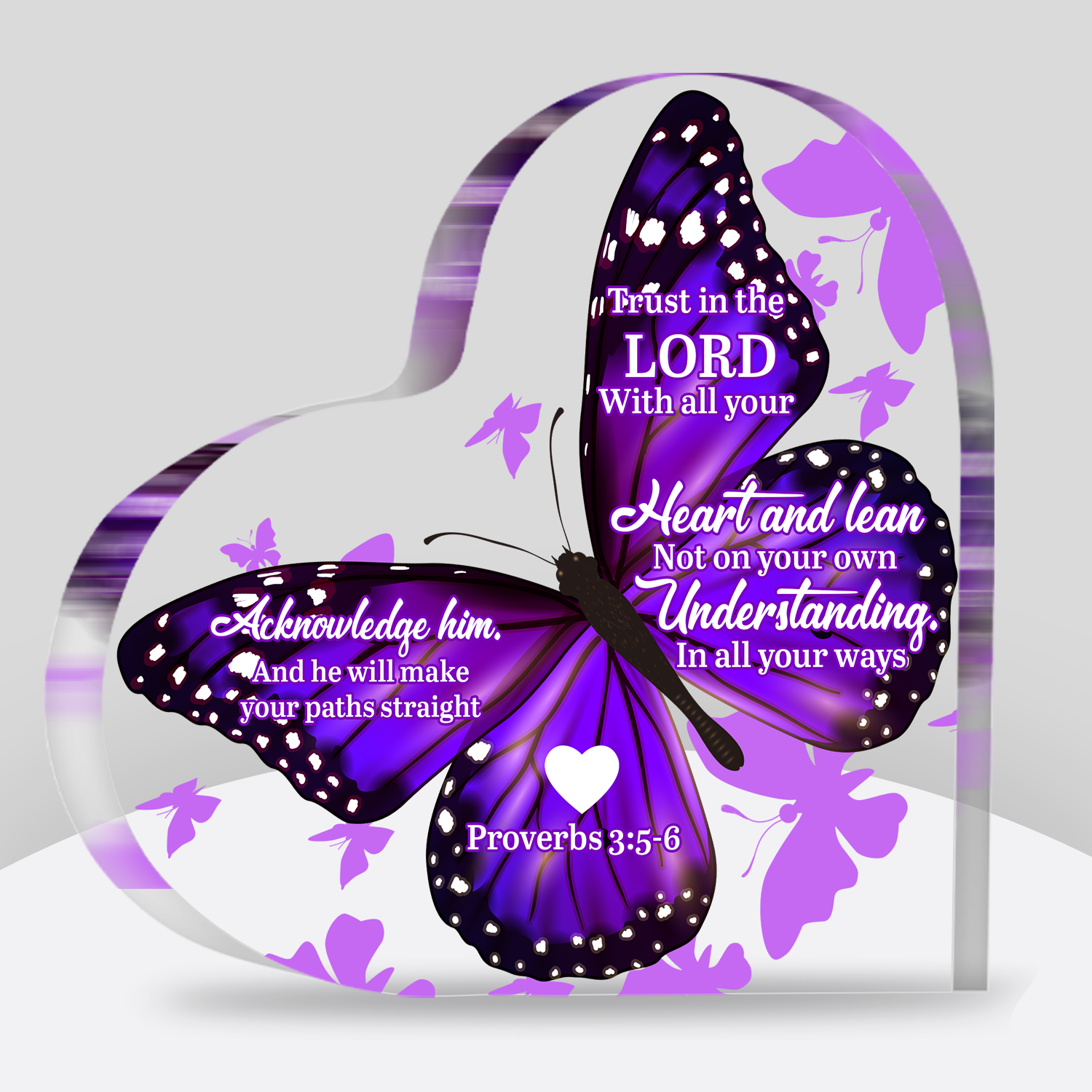 Trust With All Your Heart Butterfly Acrylic Plaque Christian Gifts Religious Gifts Inspirational Gifts with Bible Verse Prayers