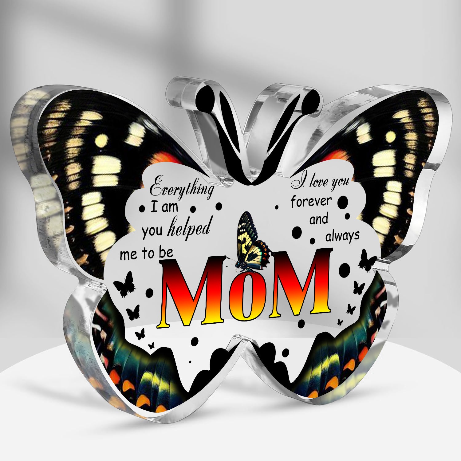 I Love You Mom Mothers Day Gifts for Mom, Unique Mom Birthday Gift Ideas, Butterfly-Shaped Acrylic Keepsake Gifts
